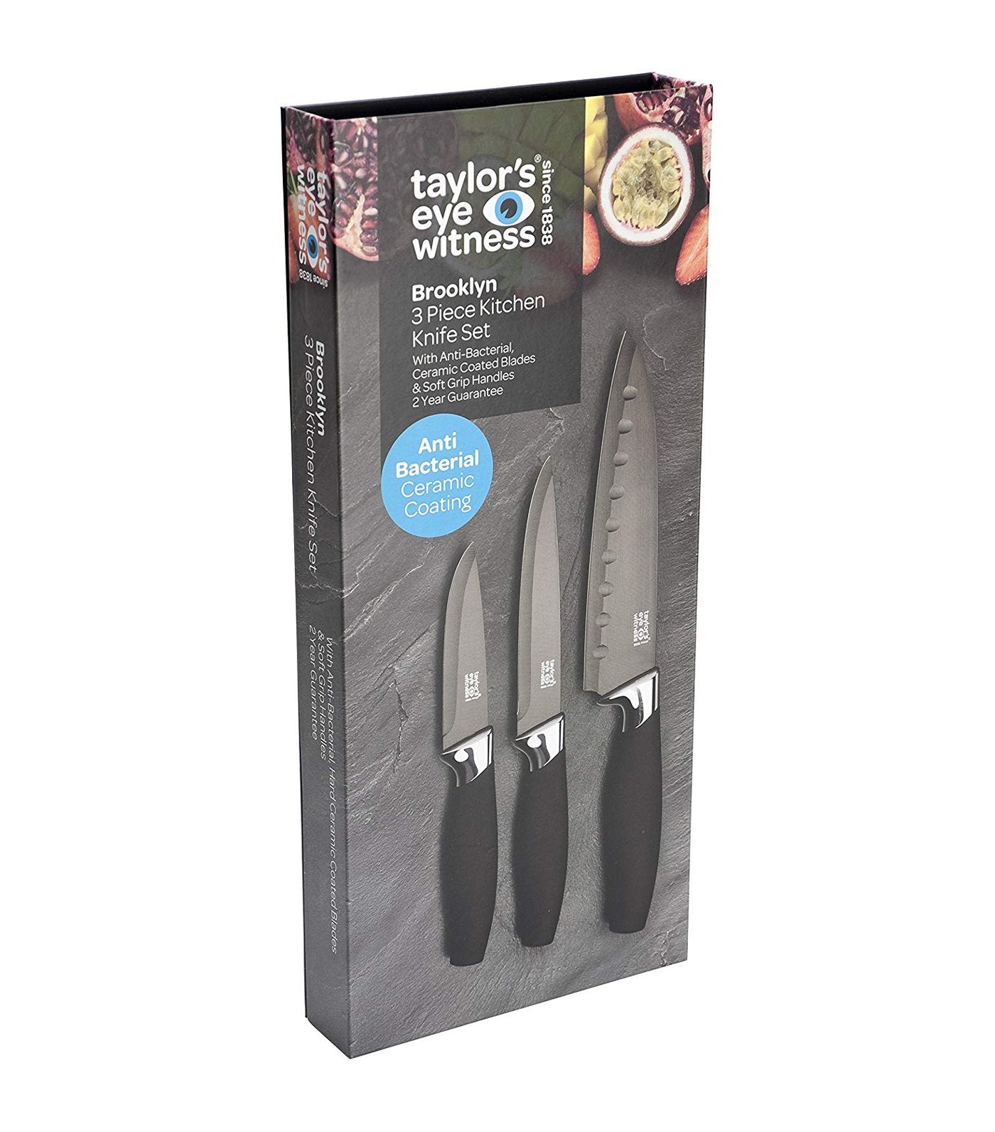taylors eye witness taylors eye witness three-piece brooklyn knife set in chrome