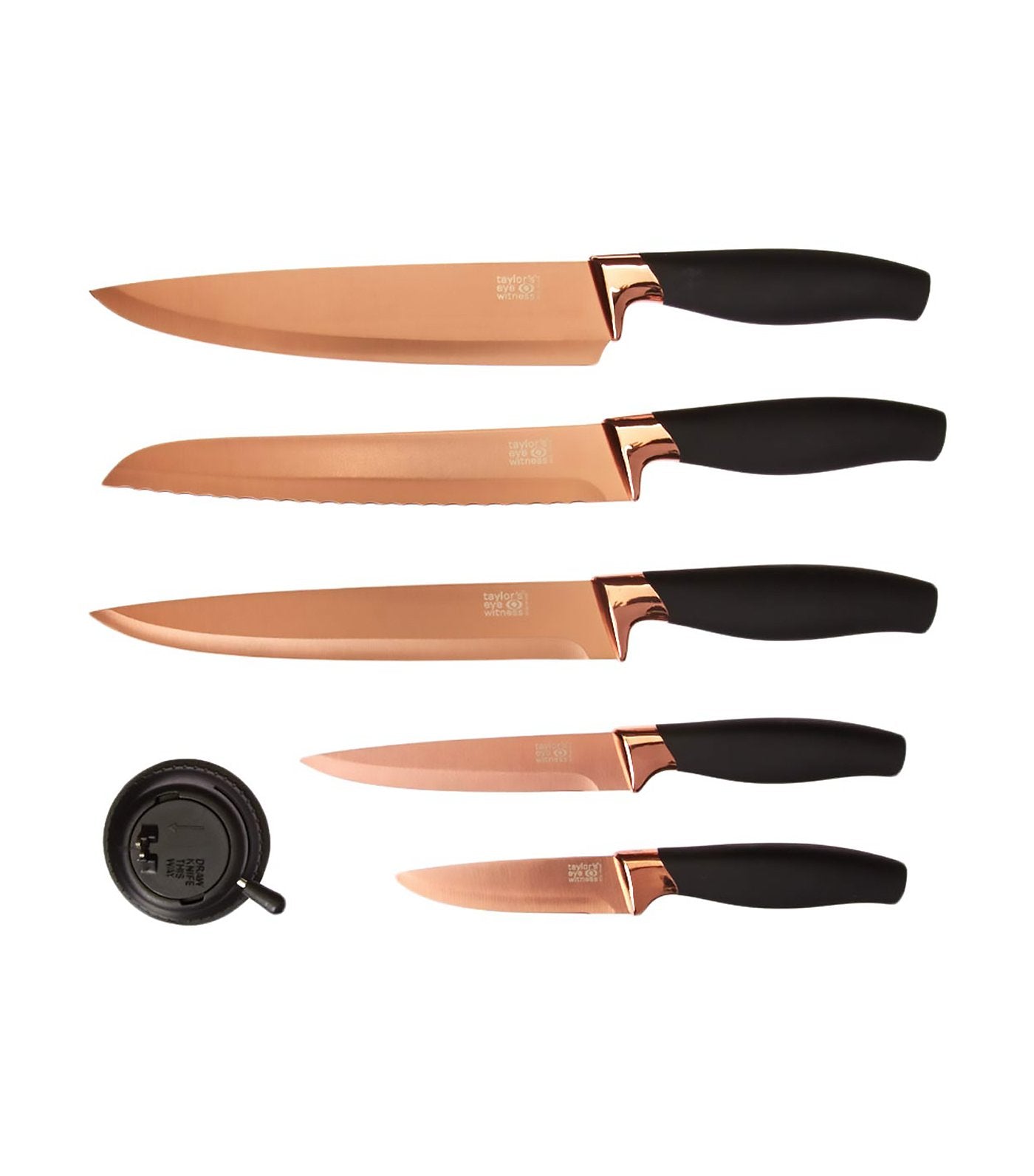 taylors eye witness brooklyn five-piece knife set in rose gold