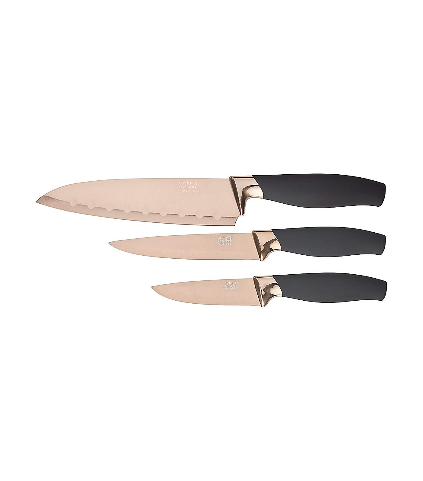 taylors eye witness three-piece brooklyn knife set in rose gold