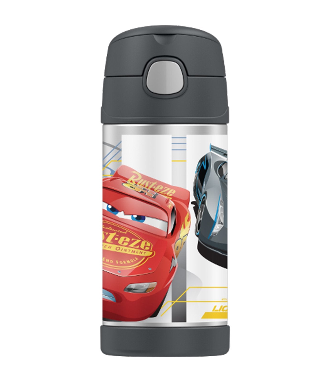 thermos disney pixar cars straw bottle silver