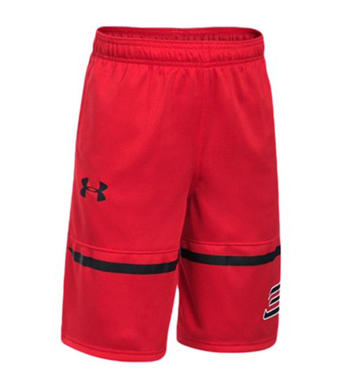 under armour red and black boys sc30 spear shorts