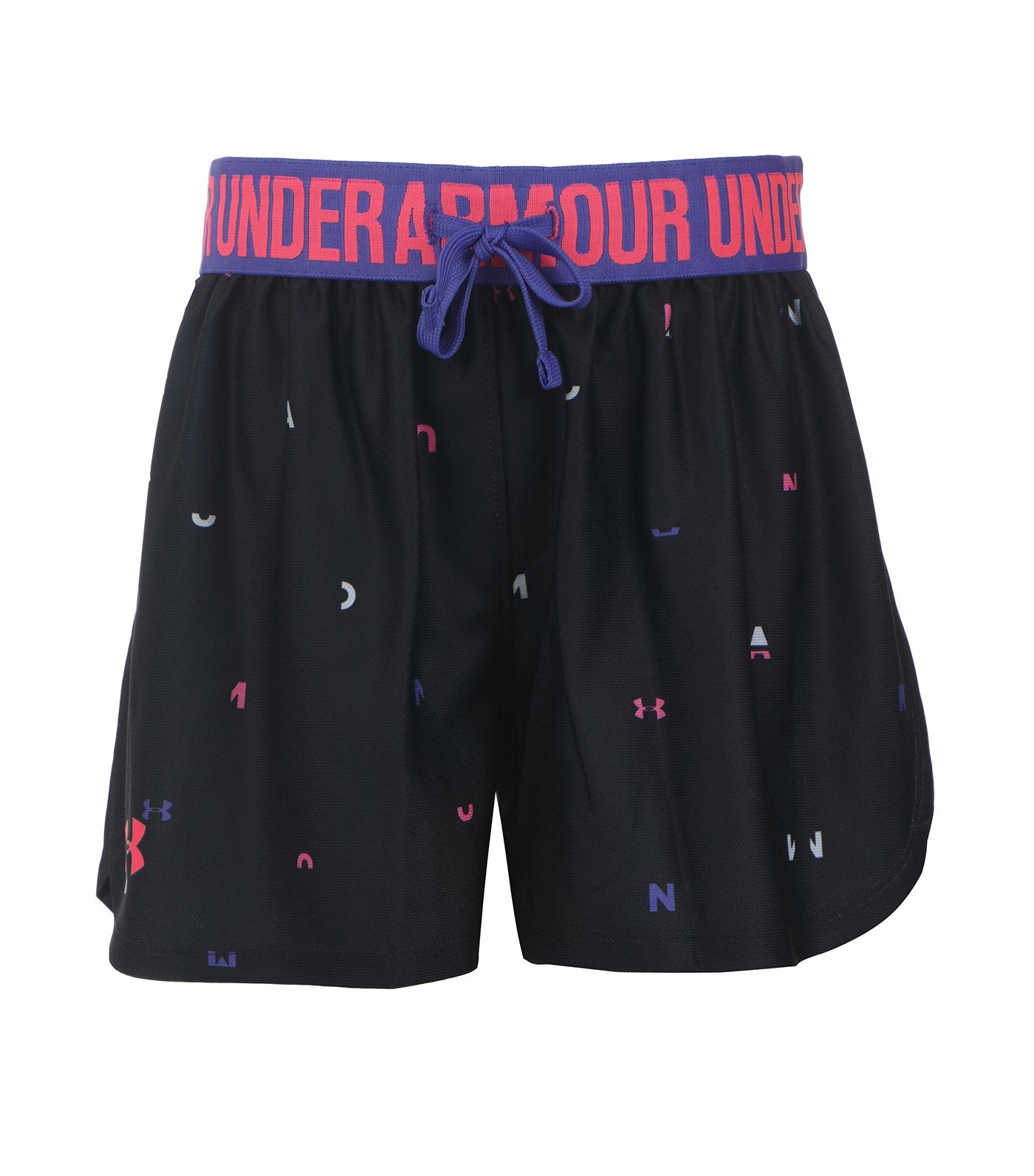 under armour pink and black girls play up printed shorts