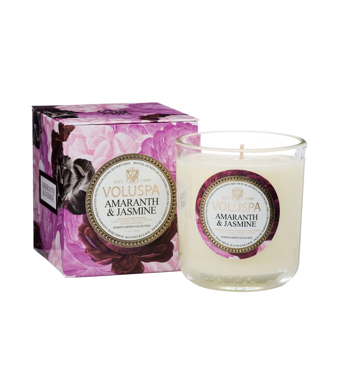 voluspa amaranth & jasmine classic maison candle