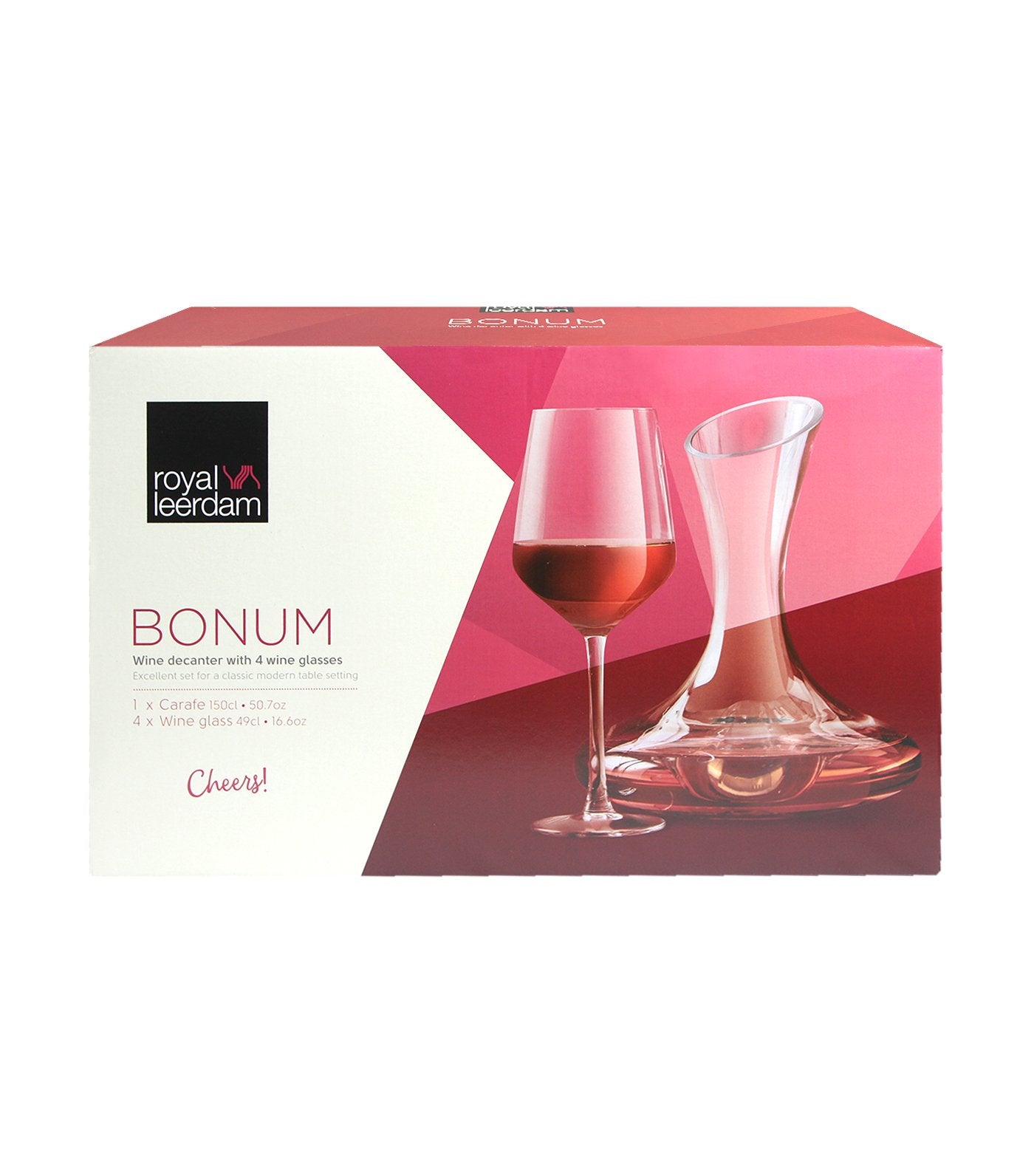 four-piece bonum wine glasses and decanter