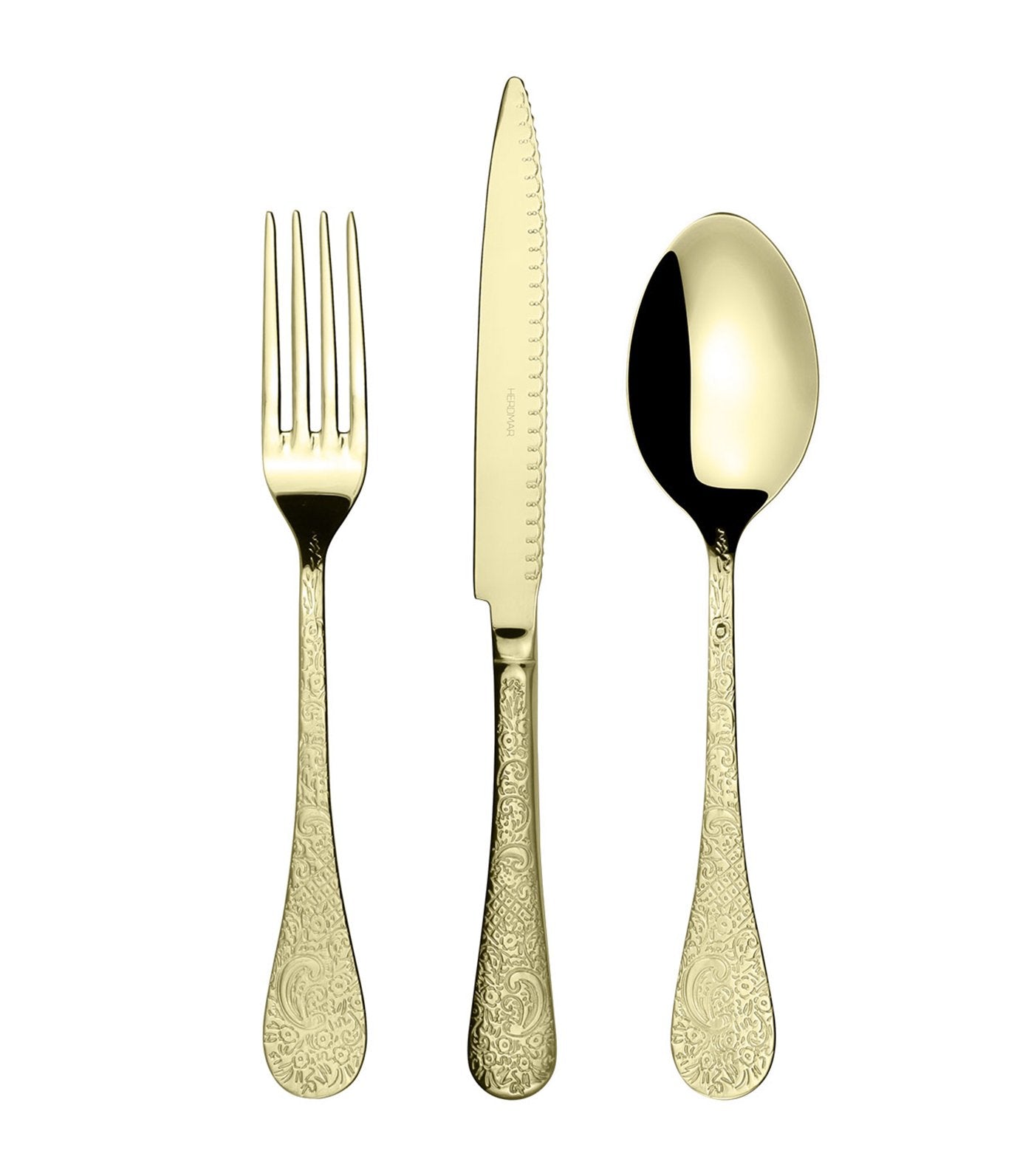 hedrmar betty 24-piece flatware set with matte champagne PVD finish and wooden canteen