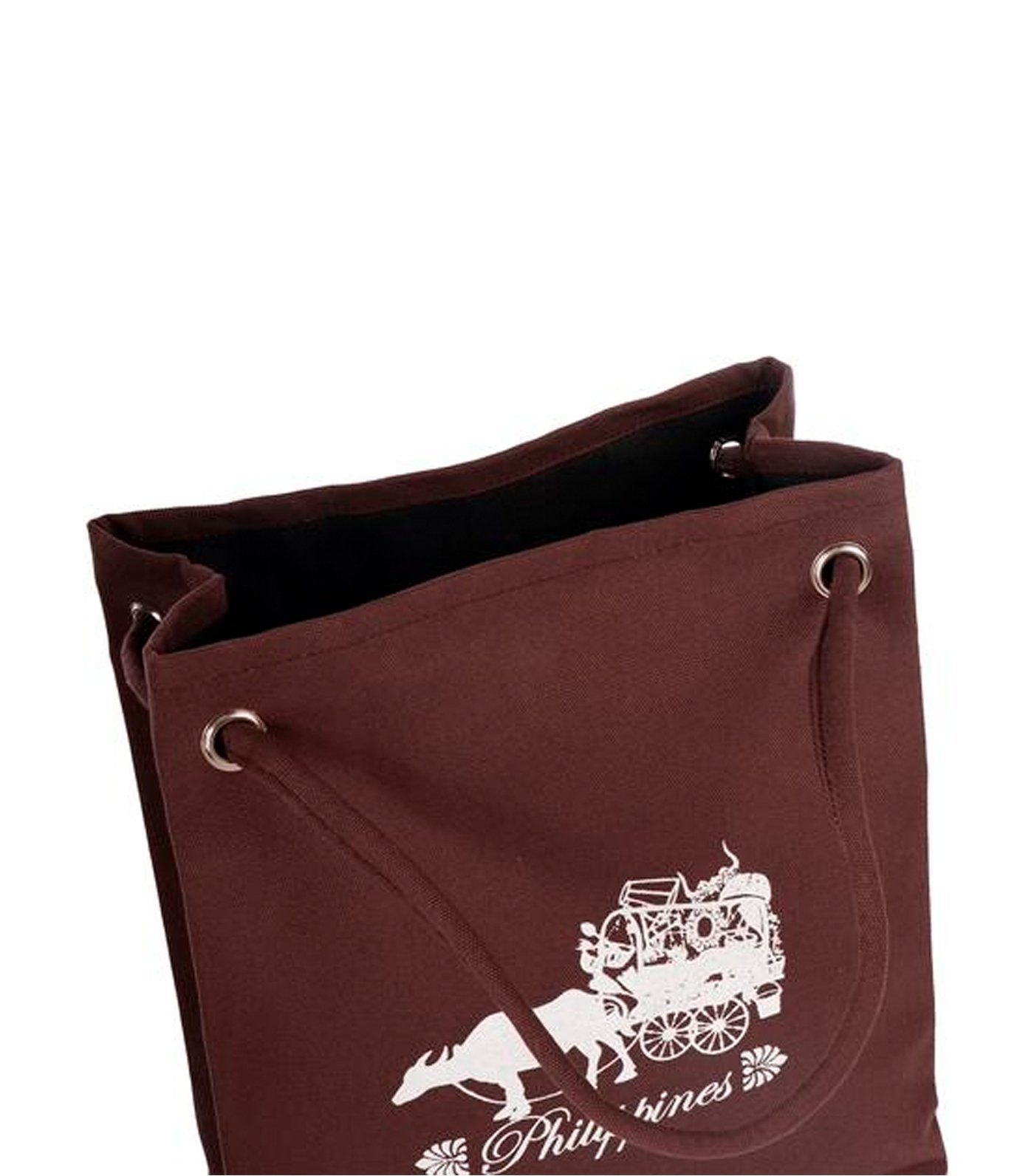 rustans filipiniana our very own philippine carabao printed canvas bag brown