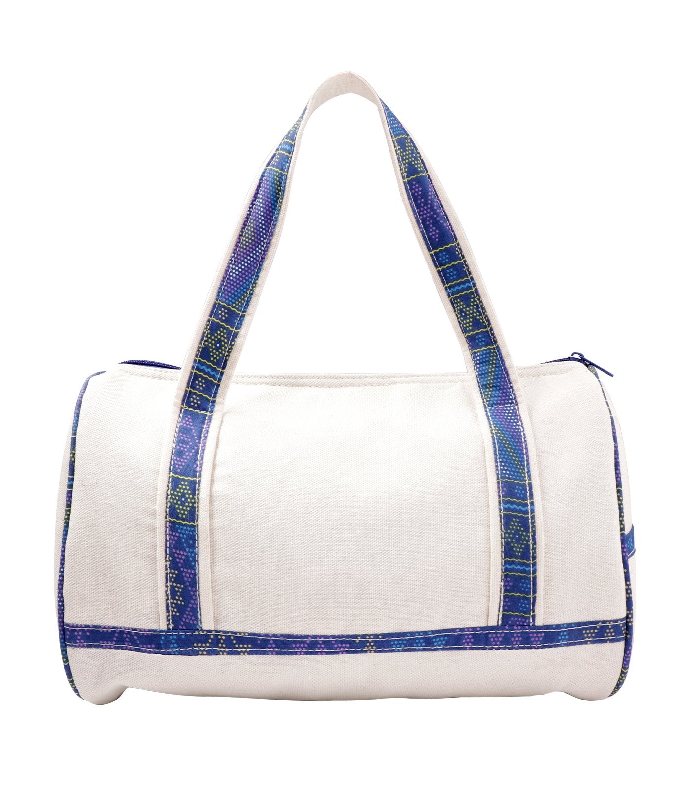 rustan's filipiniana our very own batik detailed canvas weekender bag blue