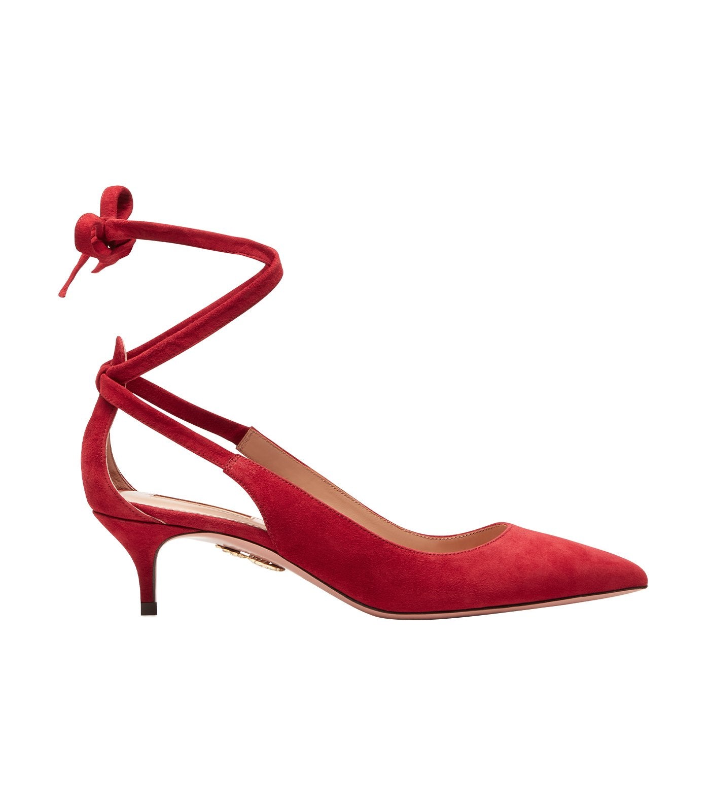 aquazzura red pointed toe laced milano pump 45 kitten heel