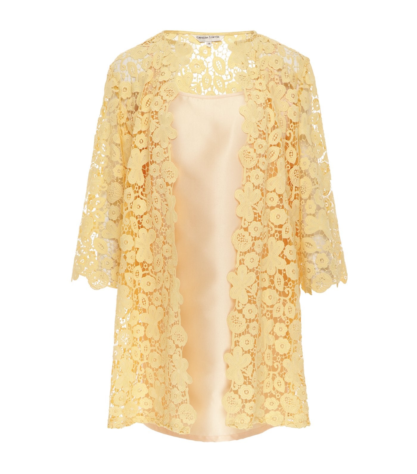 criselda divine floral lace robe set yellow
