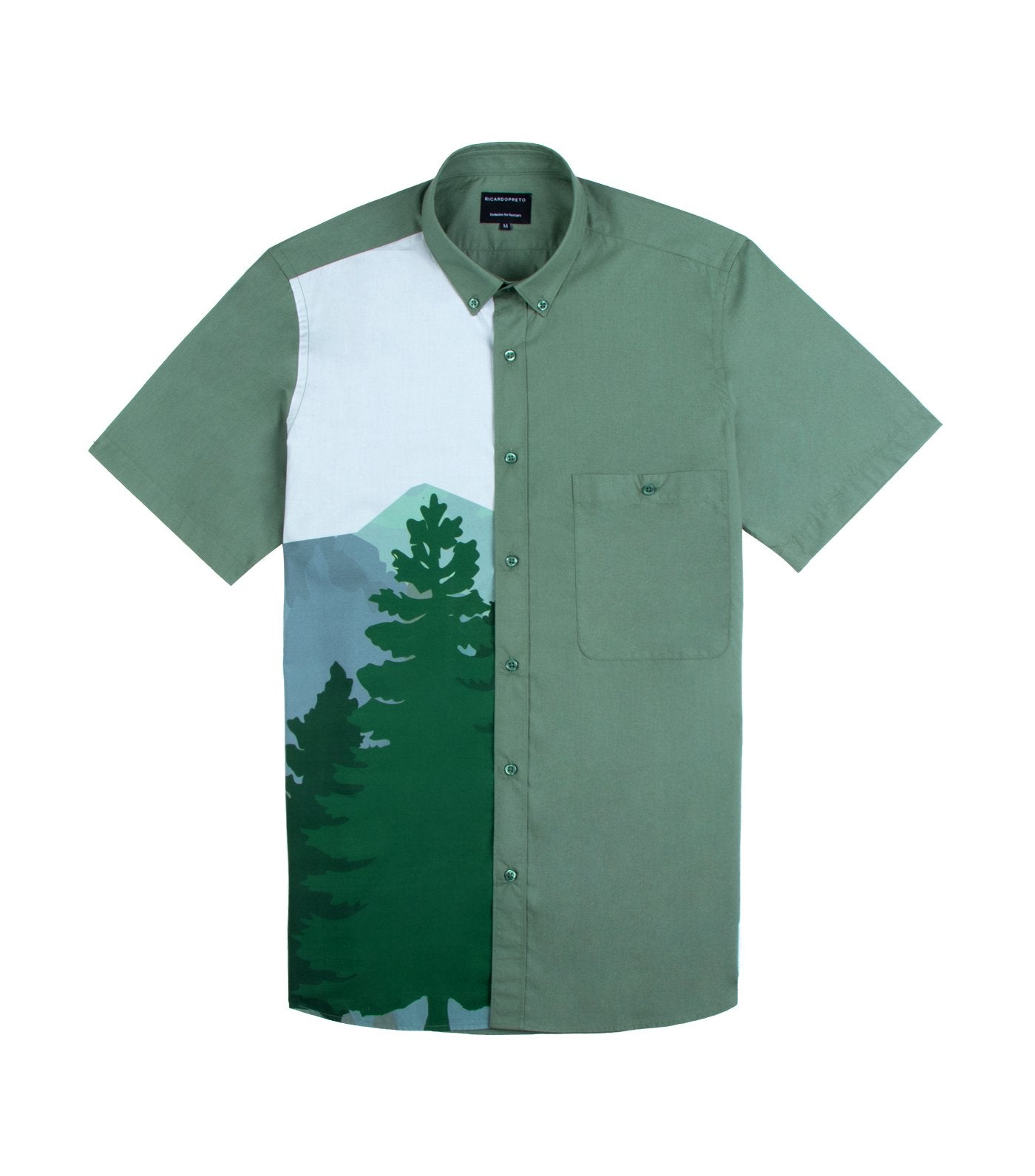 ricardo preto watt pines print short-sleeved dress shirt