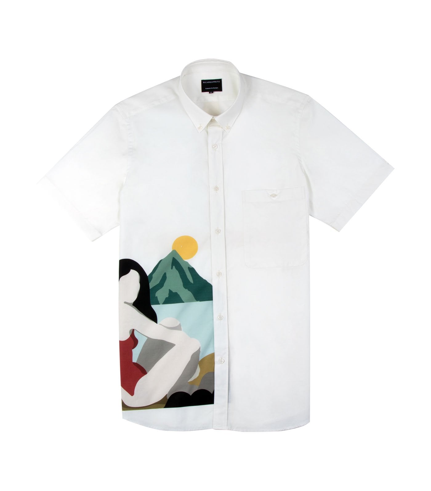 watt muse print short-sleeved dress shirt