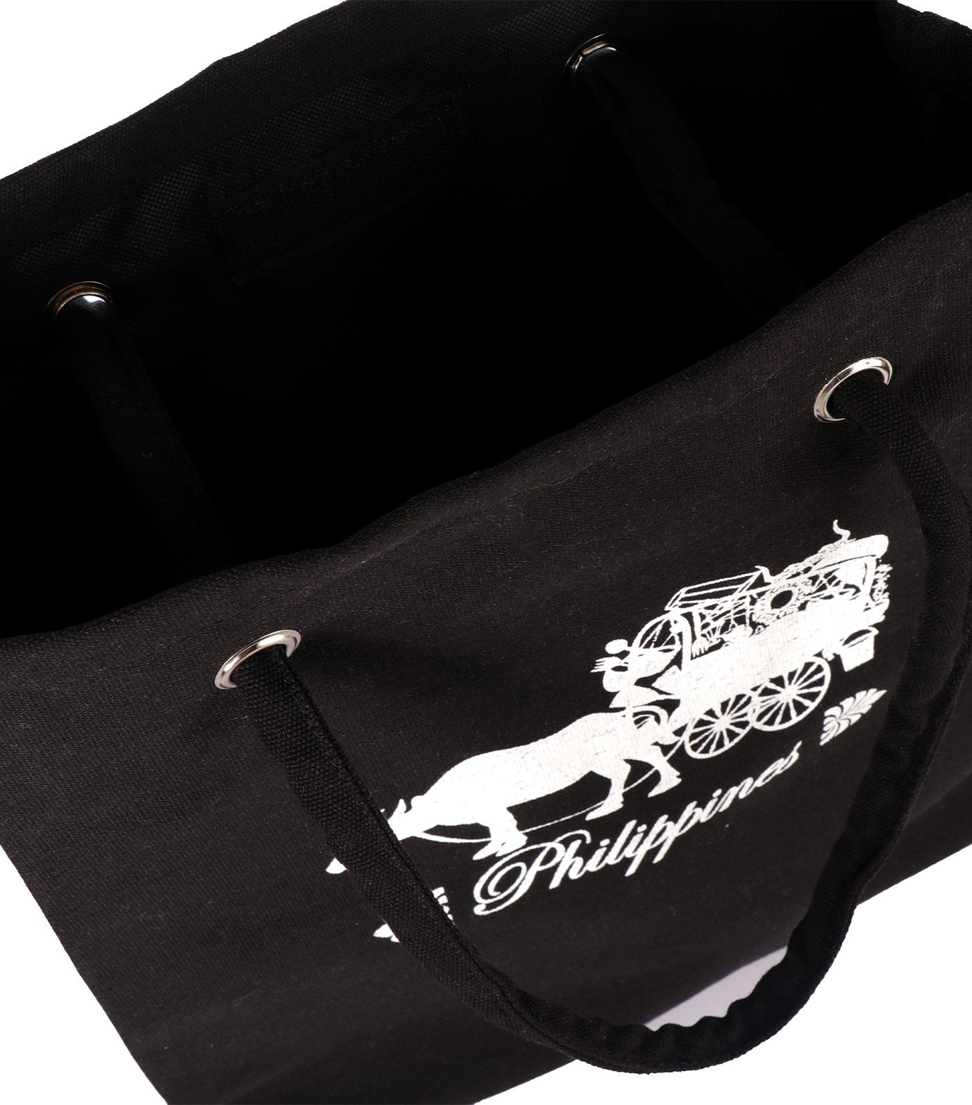 rustan's filipiniana our very own black canvas bag with carabao