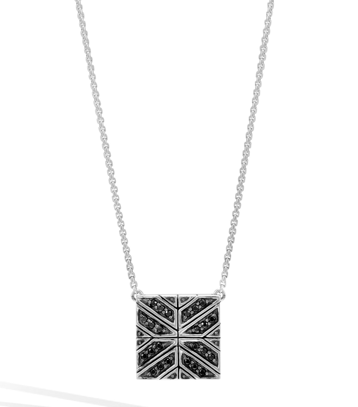 John Hardy Modern Chain Black Sapphire Square Pendant Necklace