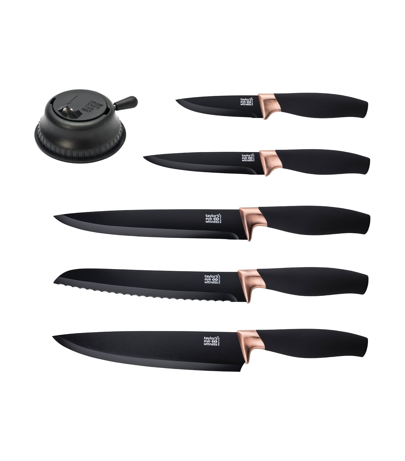 taylors eye witness brooklyn five-piece knife set in copper