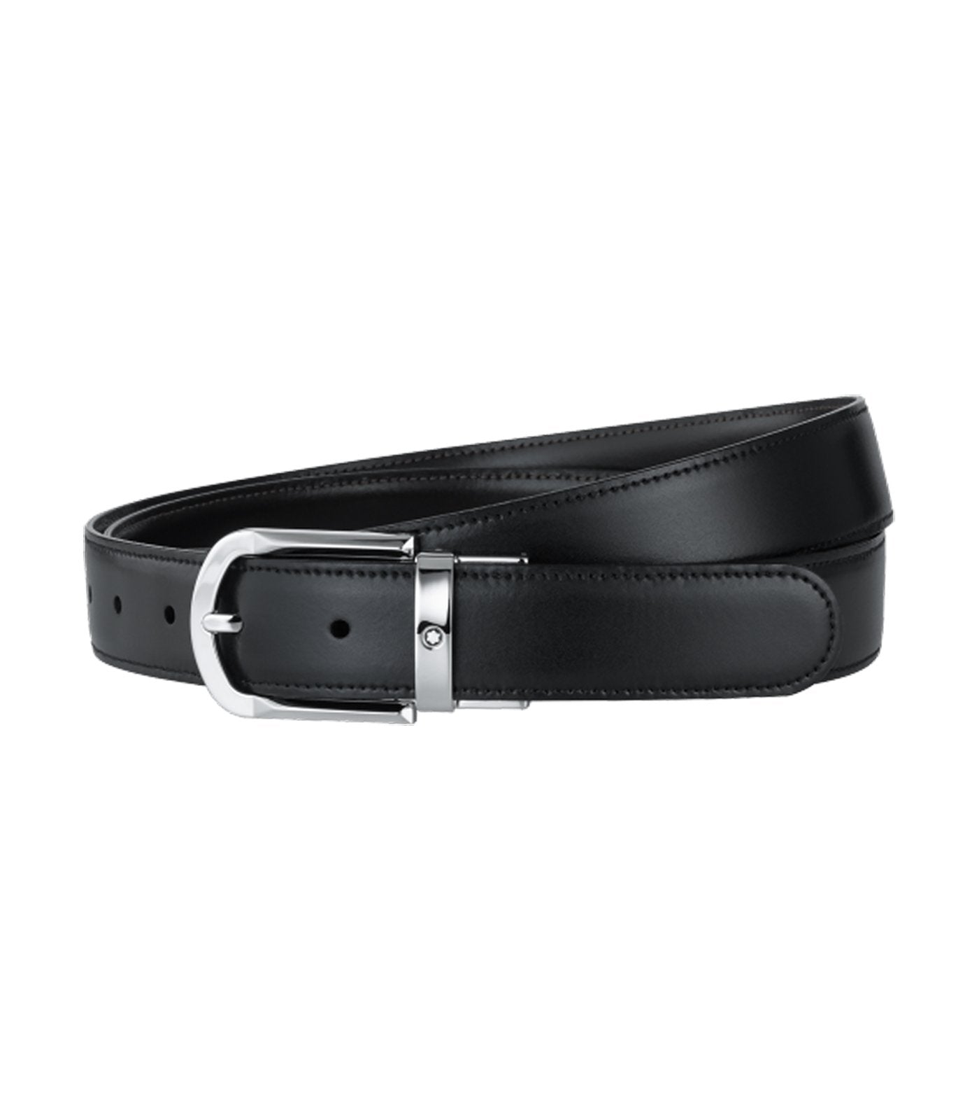 Revolving Rounded Horseshoe Shiny Palladium-Coated Pin Buckle Belt
