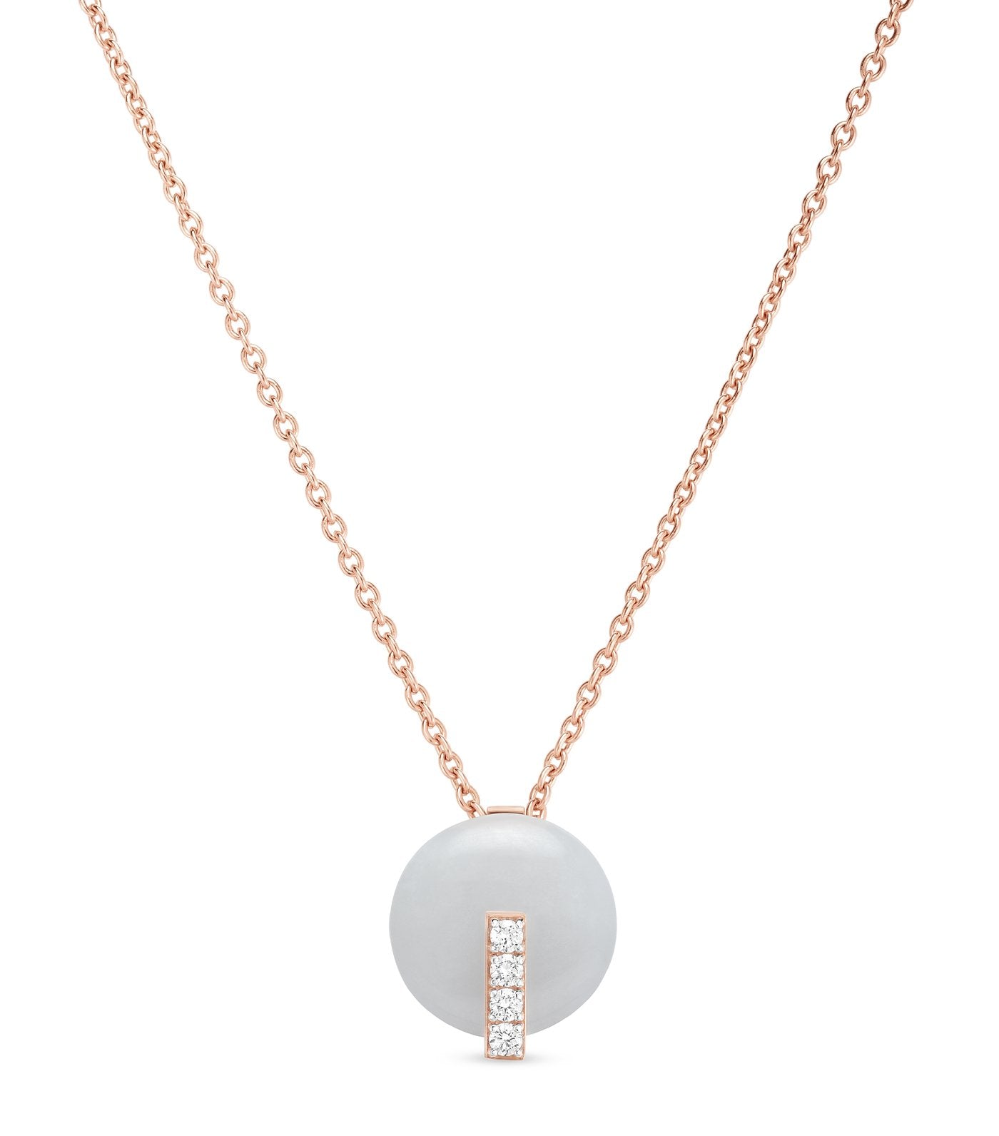 Roberto Coin Coloured Treasures Rose Gold Necklace with White Jade and Diamonds