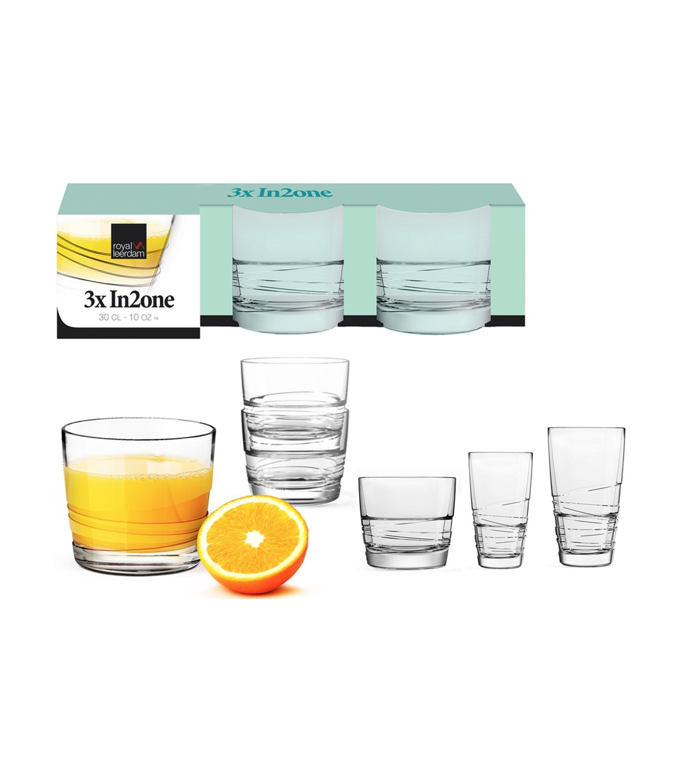royal leerdam in2one 12-piece whiskey glass set