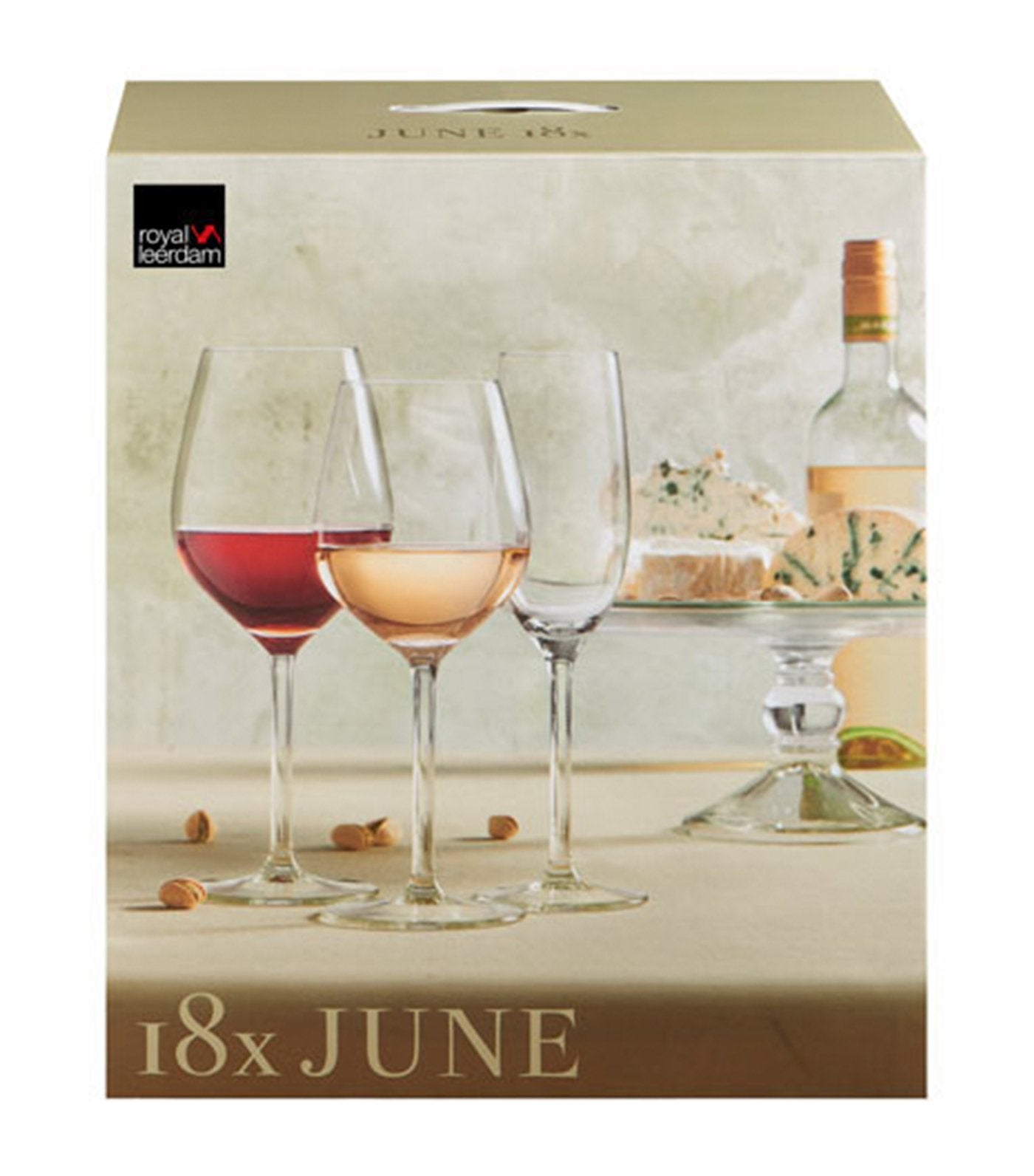 royal leerdam june 18-piece set of red wine Glasses, white wine glasses, and champagne flutes 
