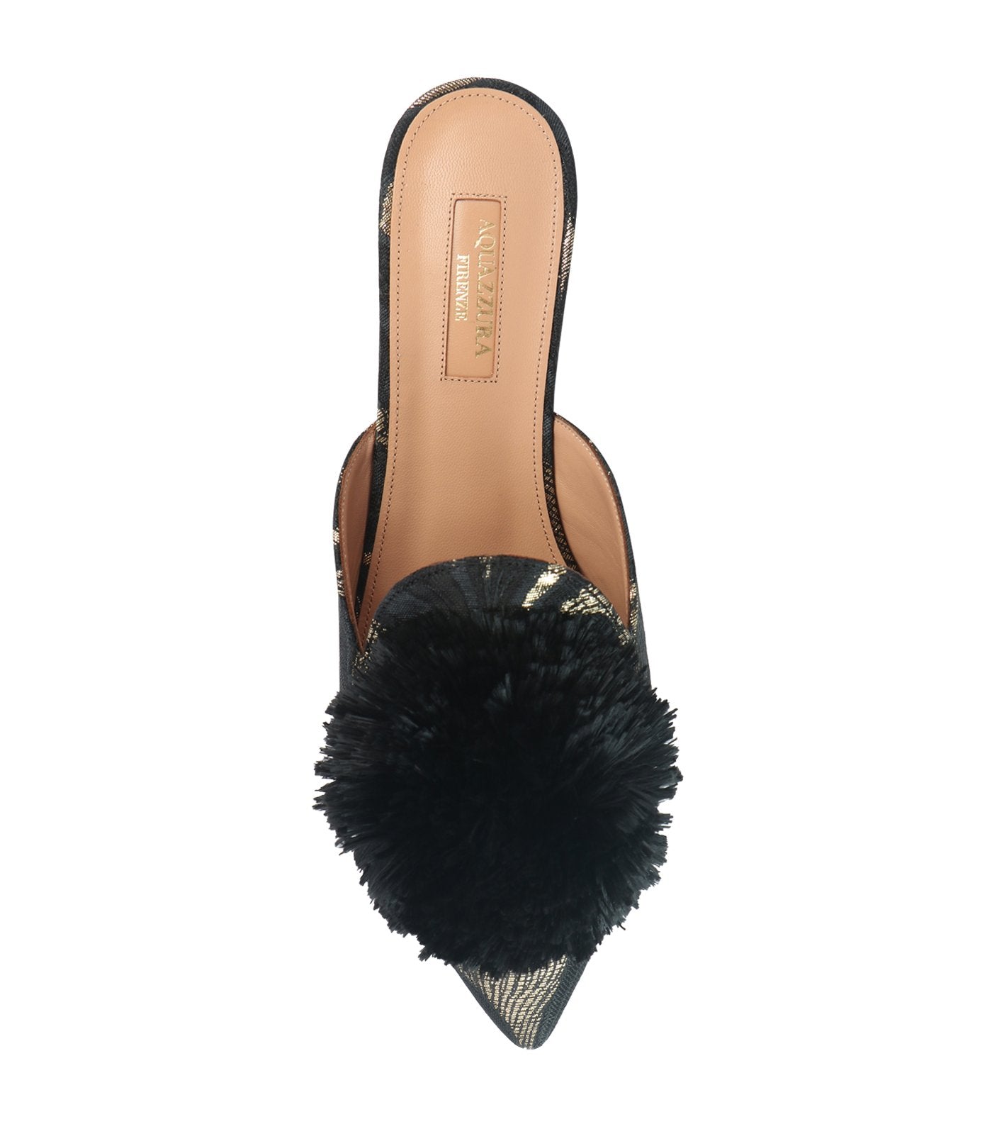 aquazzura powder puff flat metallic brocade