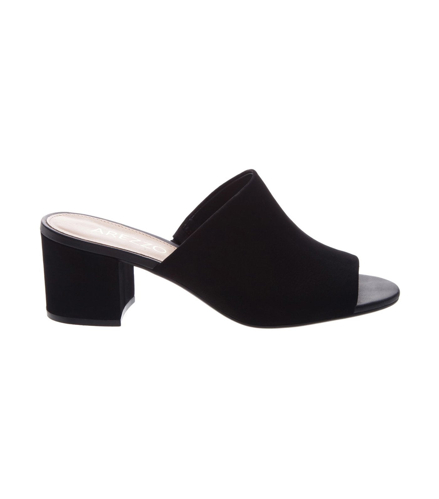 arezzo nobuck black mule