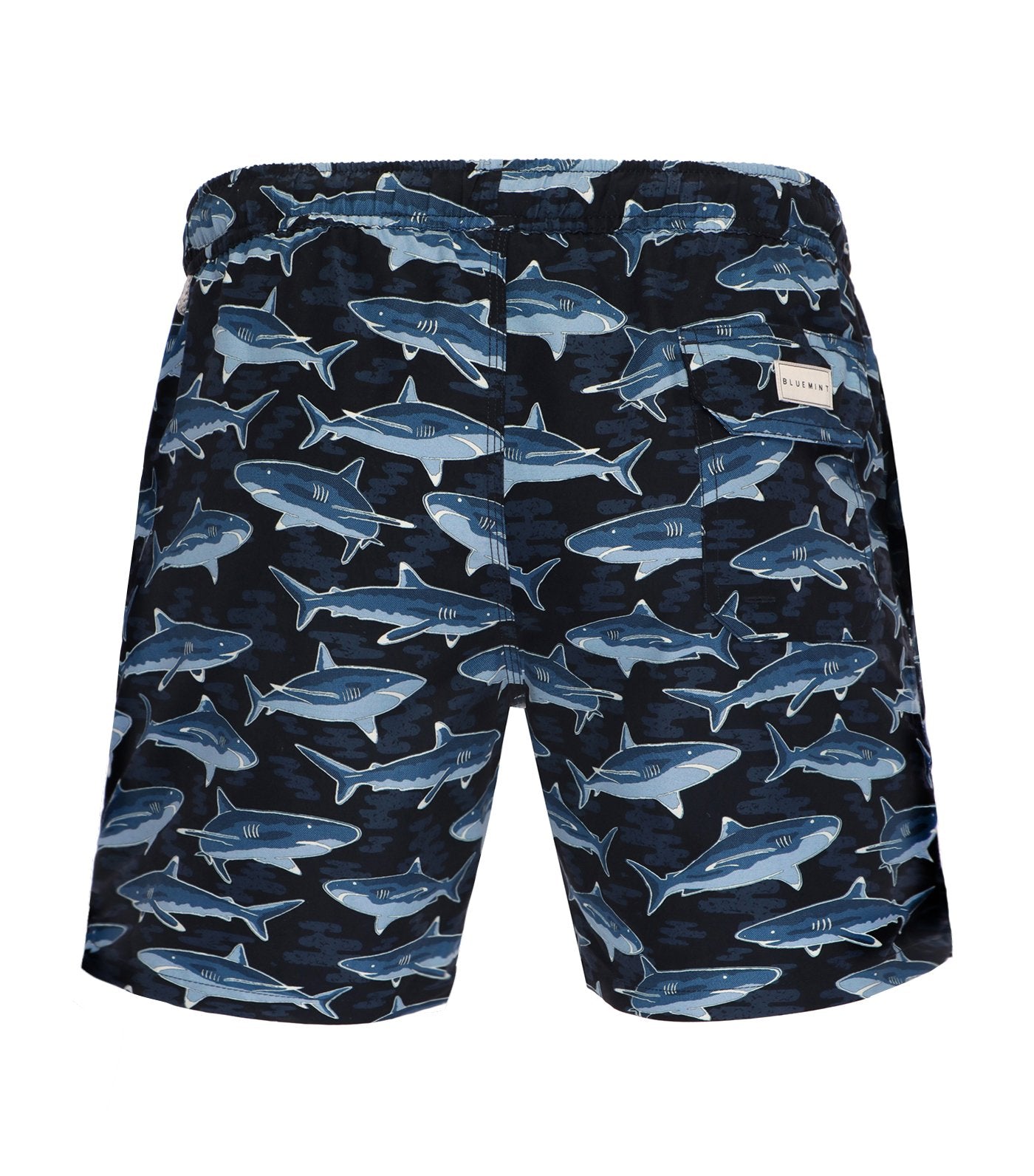 bluemint arthus swim shorts navy shark print