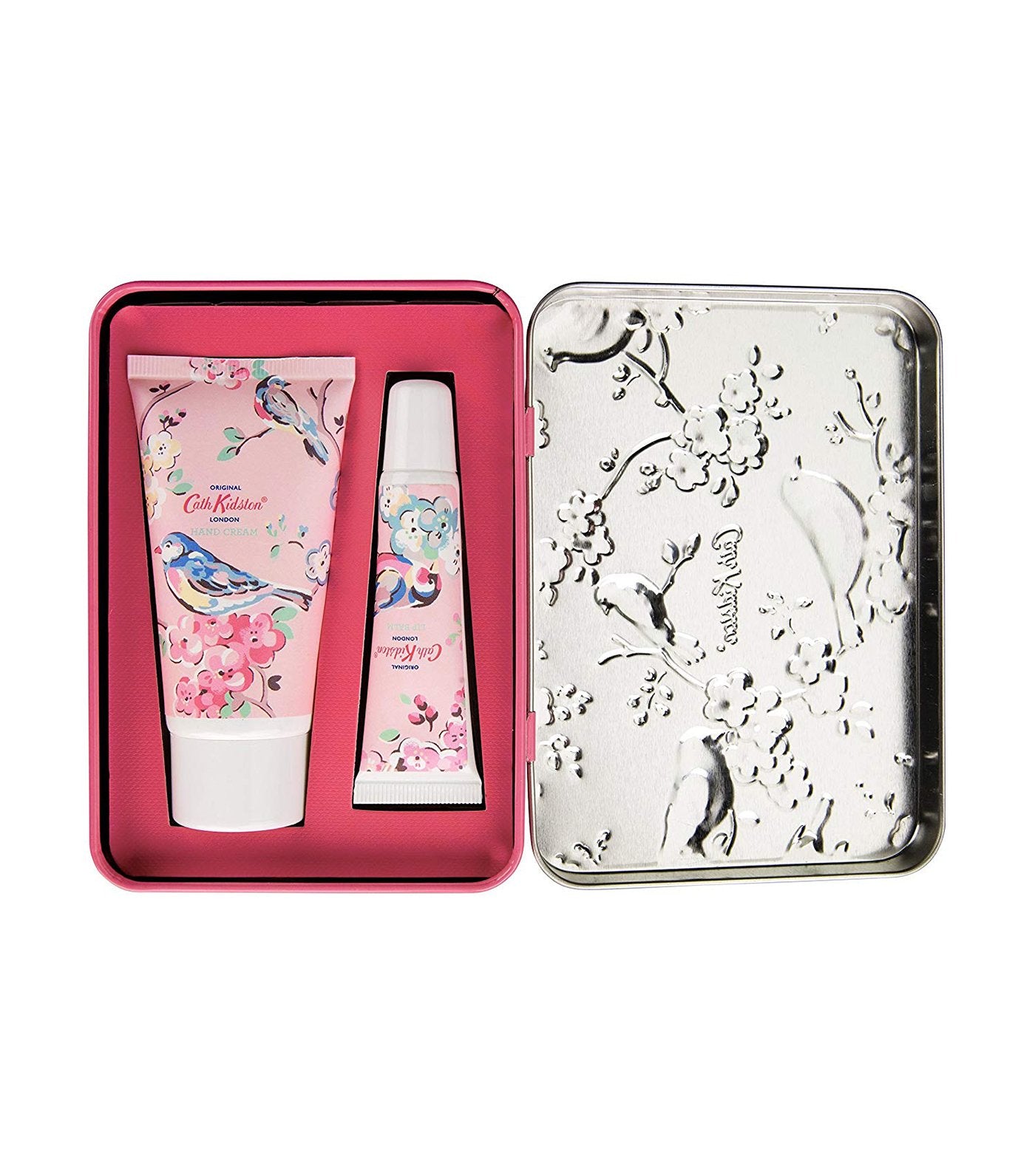 cath kidston blossom birds white clover and matcha tea hand and lip tin