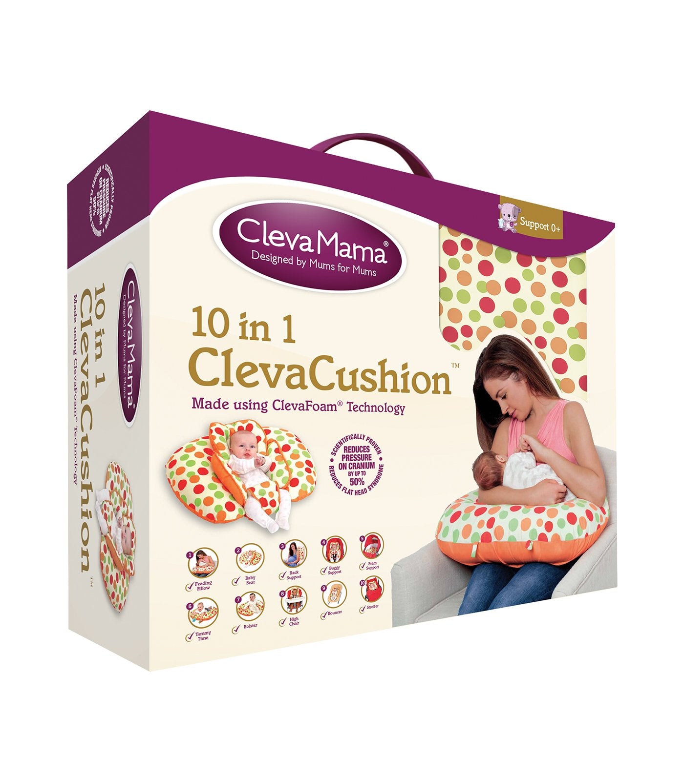 clevamama® multicolor clevacushion™ 10 in 1 nursing pillow