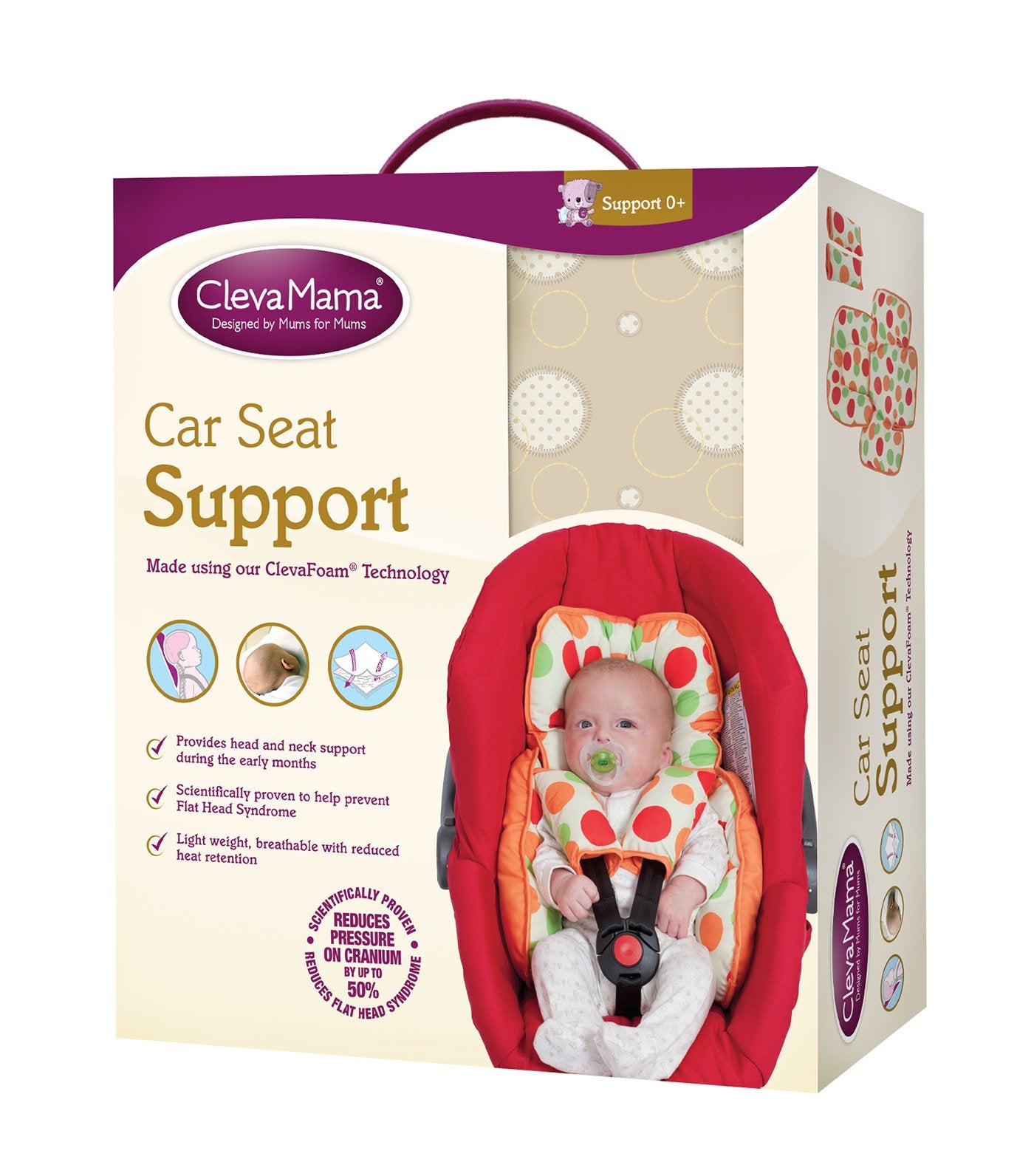 clevamama cream car seat support with two strap covers