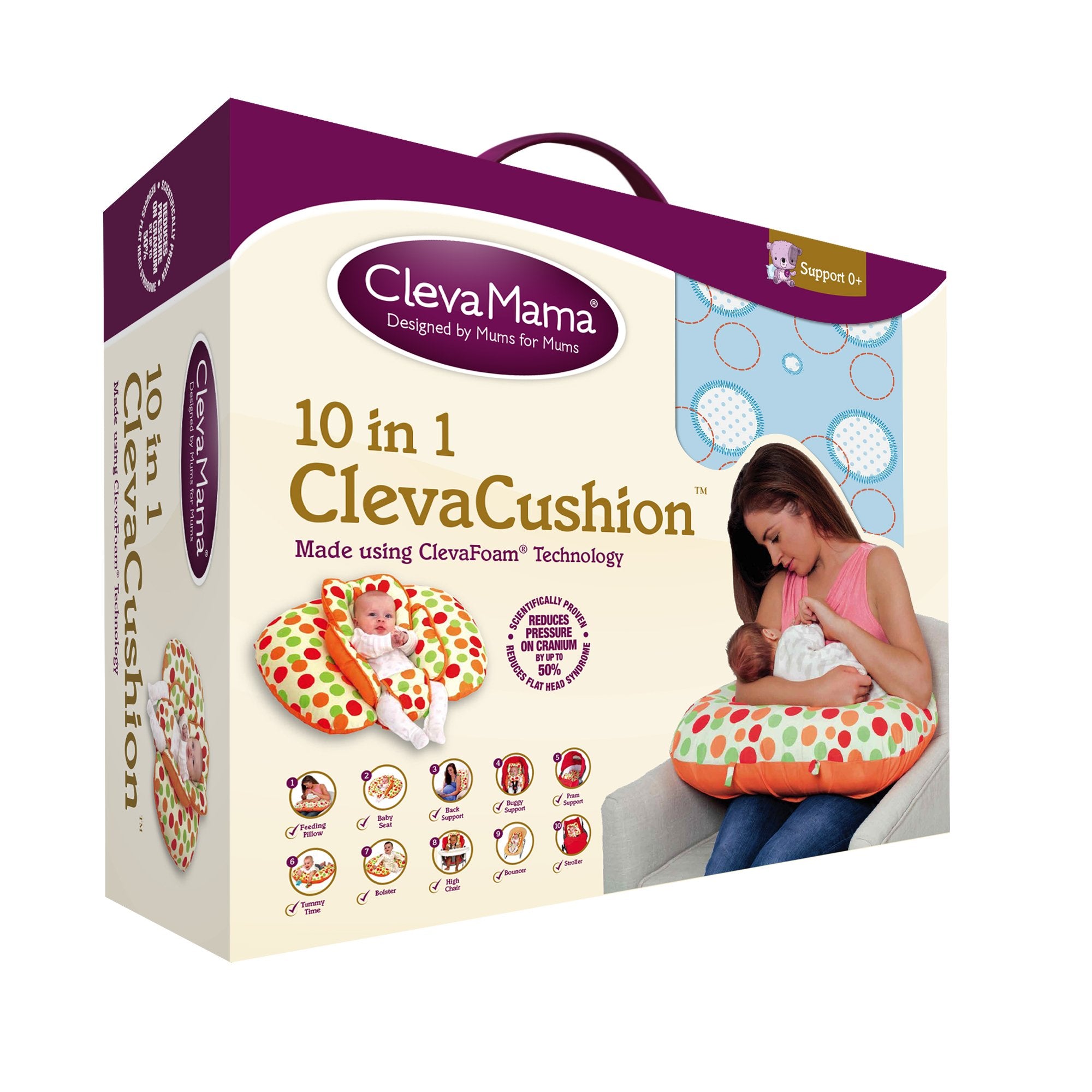 clevamama® blue clevacushion™ 10 in 1 nursing pillow