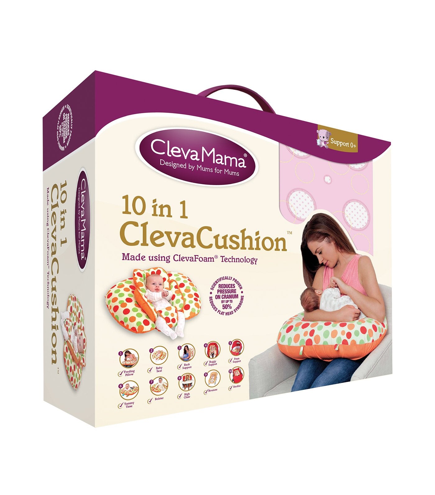 clevamama® pink clevacushion™ 10 in 1 nursing pillow