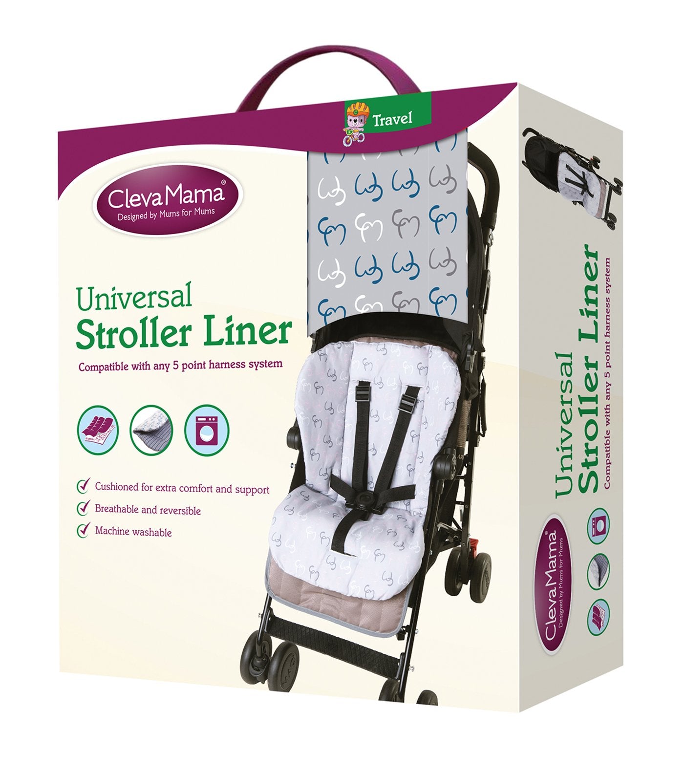 clevamama capri blue stroller liner