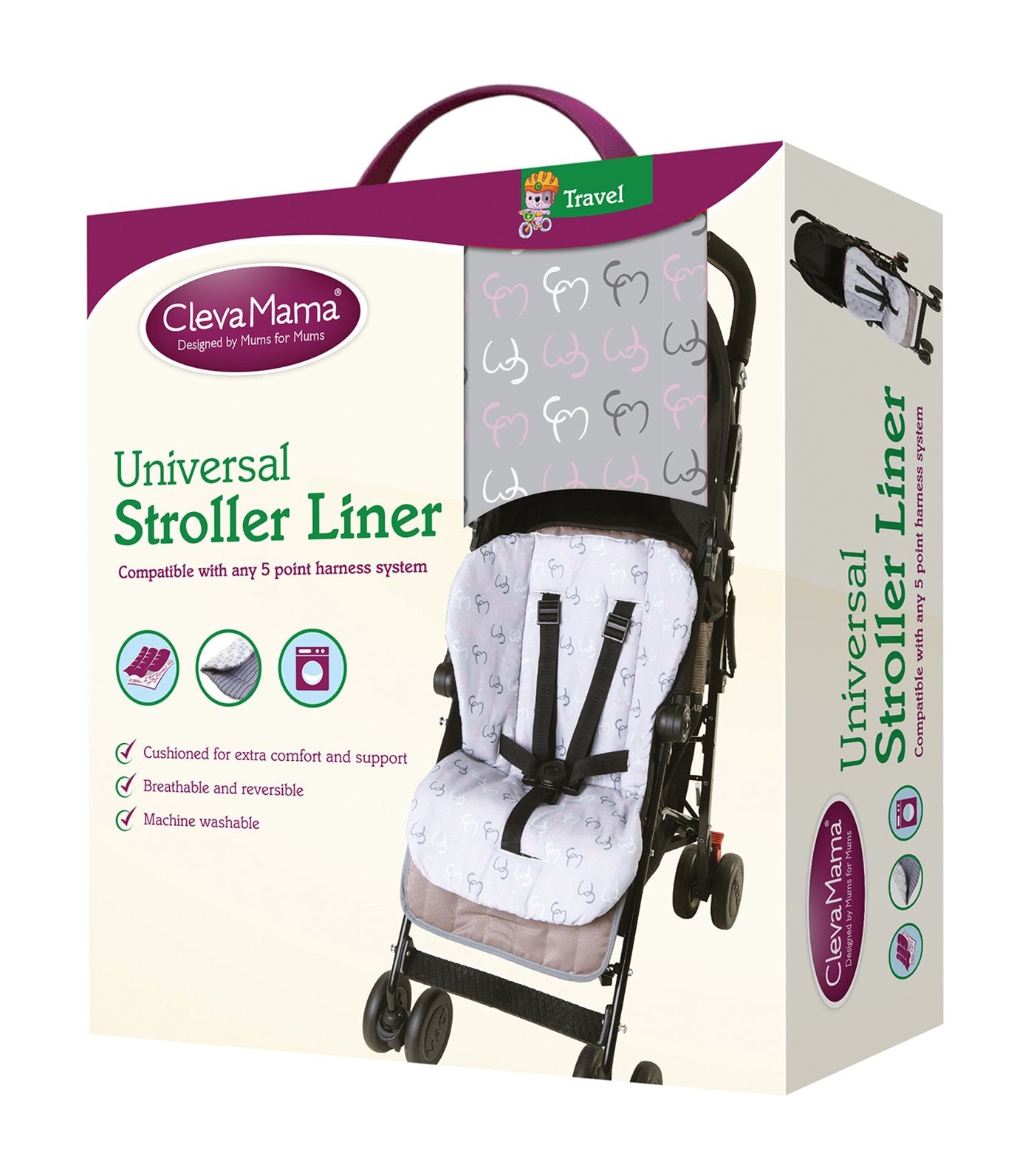 clevamama® rose pink stroller liner