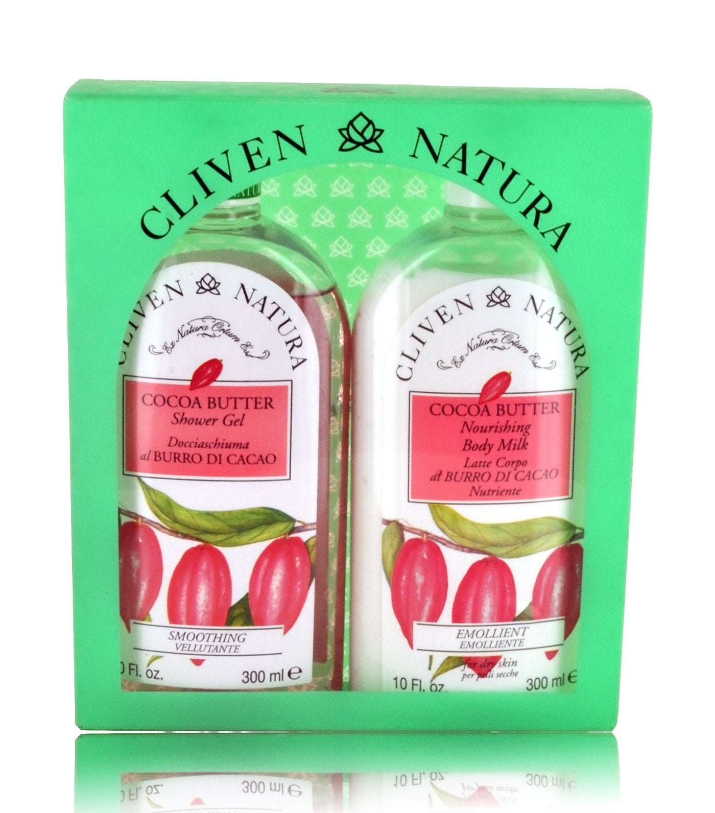 cliven natura cocoa butter shower gel and body milk