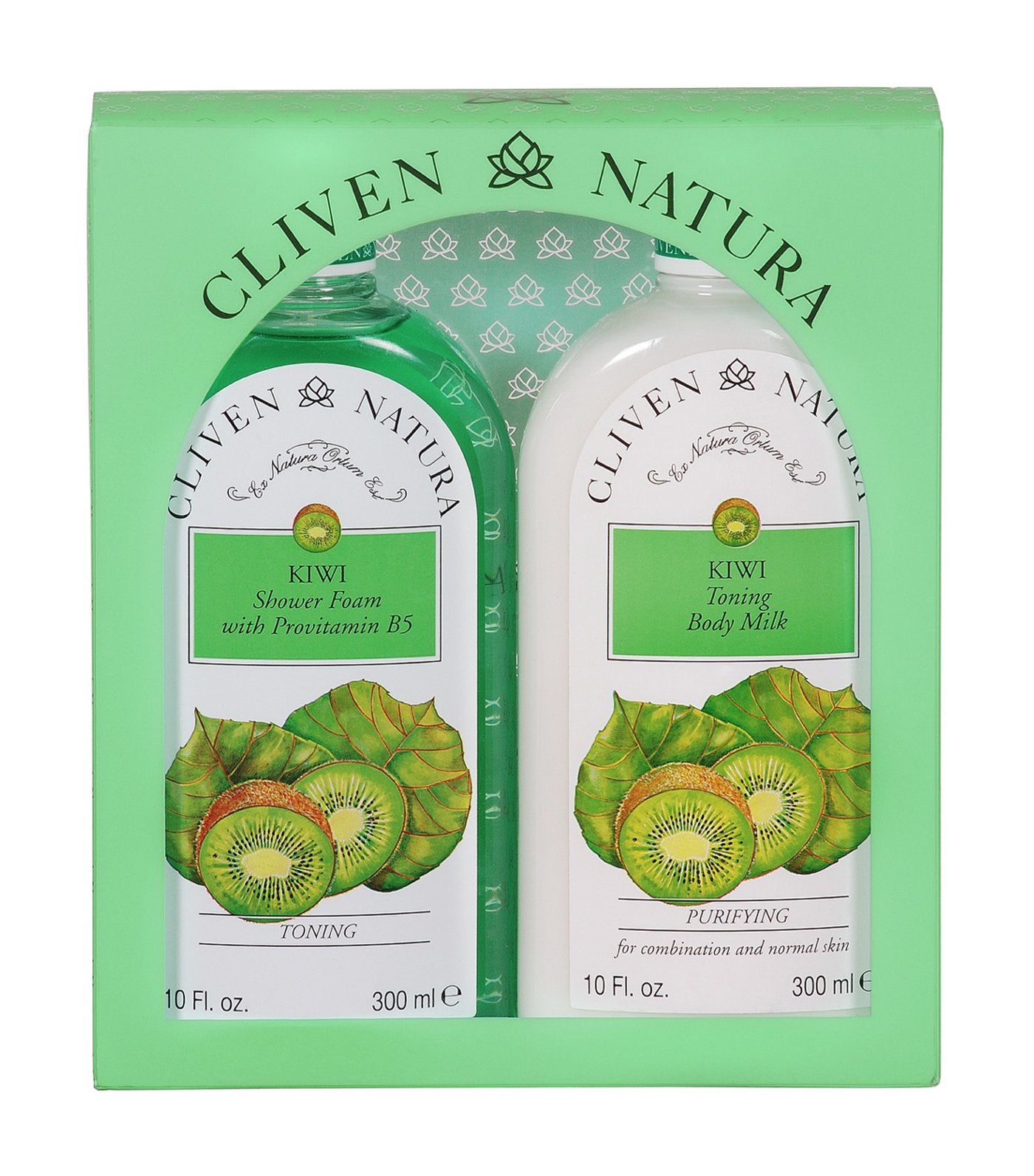 cliven natura kiwi shower foam and body milk set