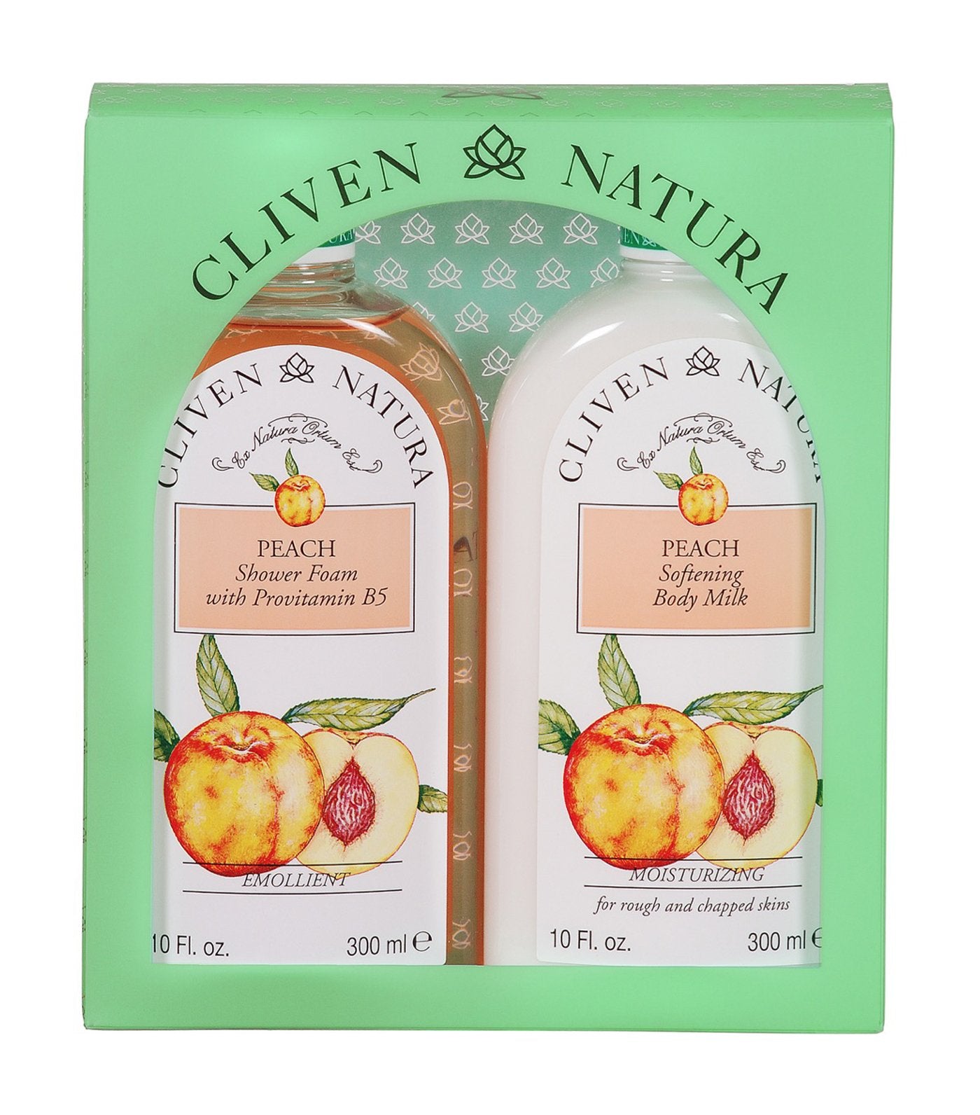 cliven natura peach shower foam and body milk set