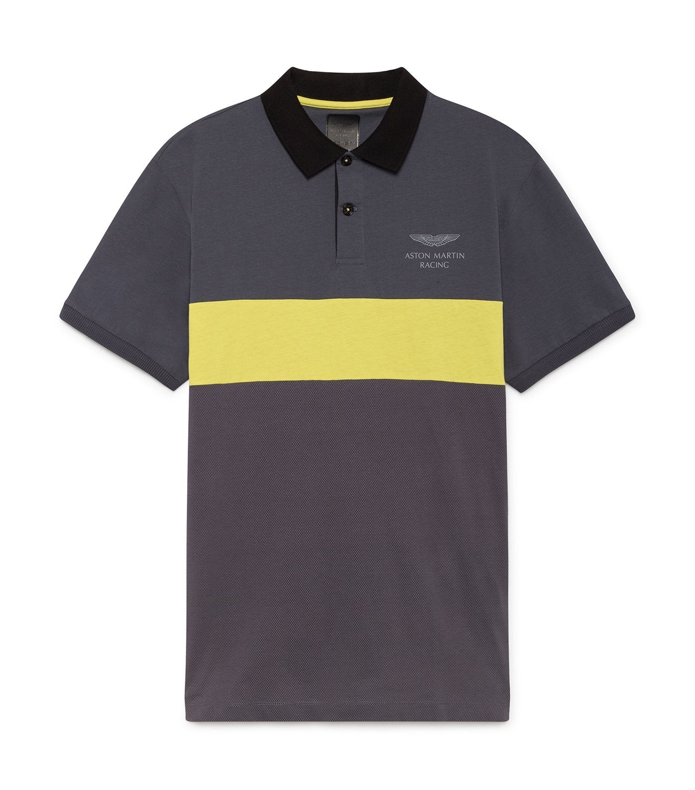 hackett aston martin racing panel print polo shirt dark gray