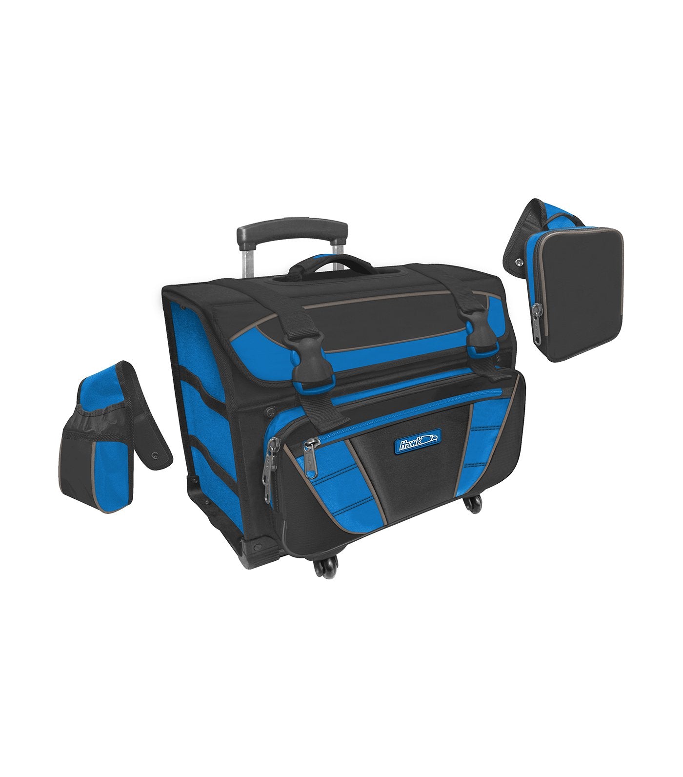 hawk black and royal blue box house trolley bag