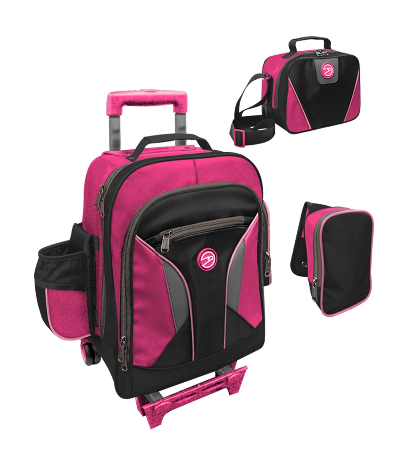 hawk black and fuchsia upright trolley bag