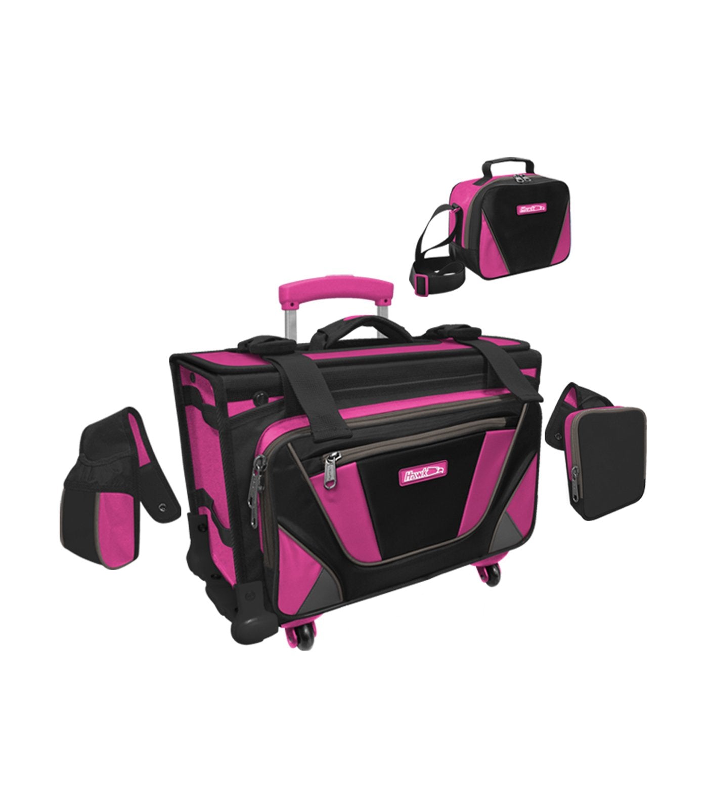 hawk black and fuchsia box trolley bag