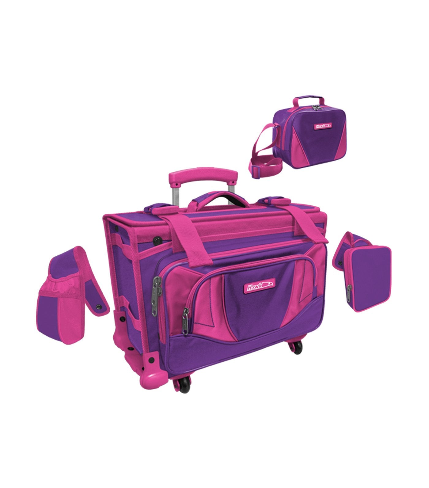 hawk box trolley bag - purple and fuchsia