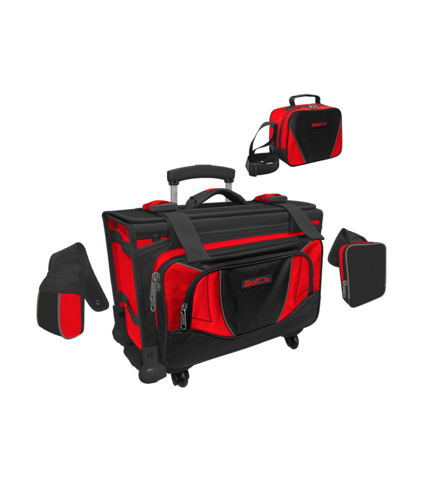 hawk black and red box trolley bag