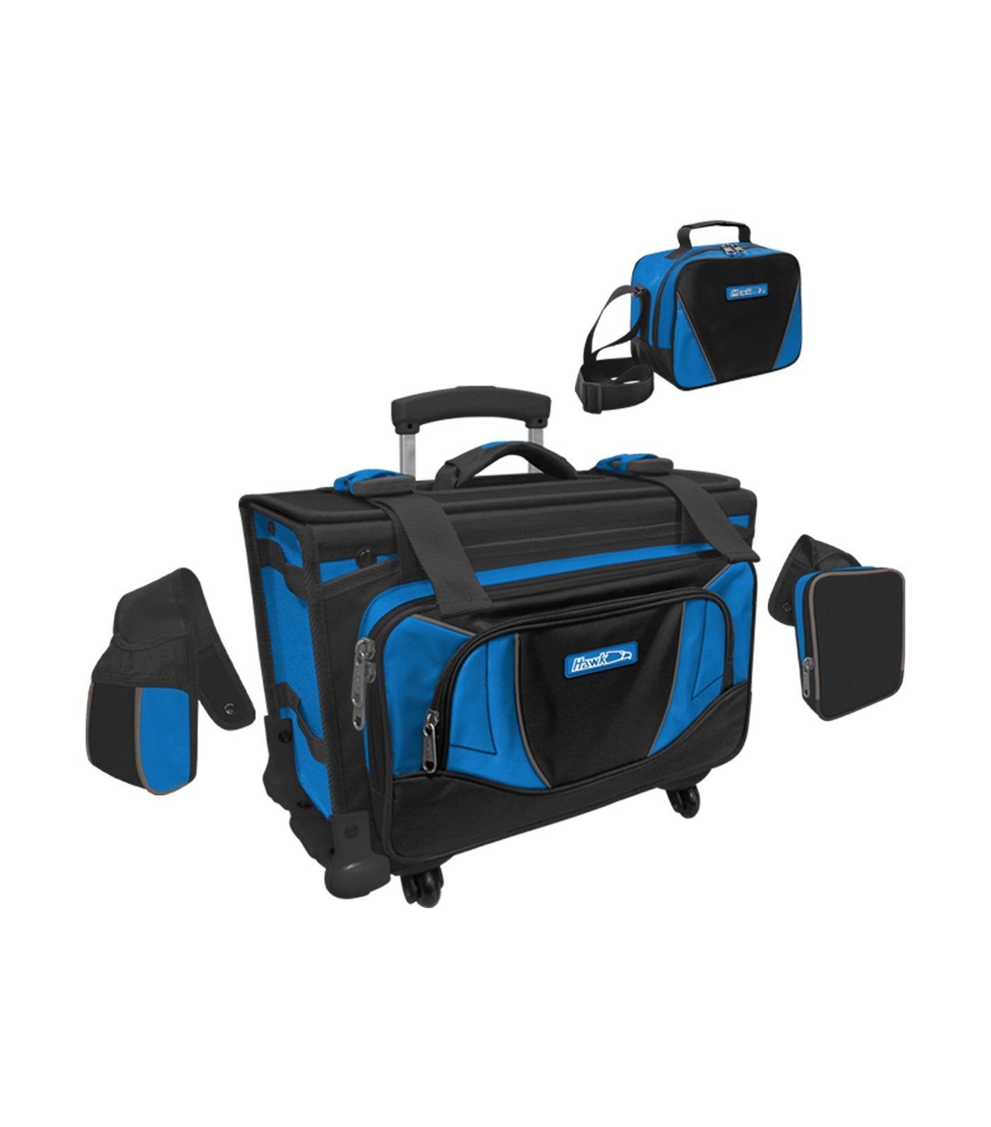 hawk black and royal blue box trolley bag 