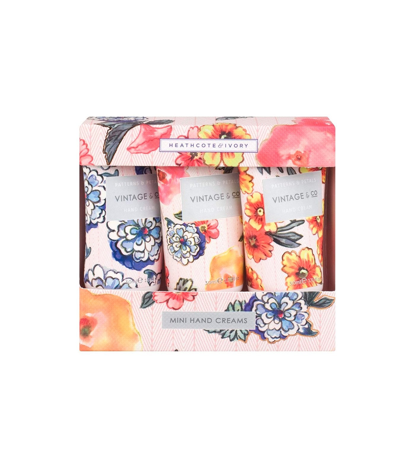heathcote & ivory vintage and co patterns and petals mini hand creams