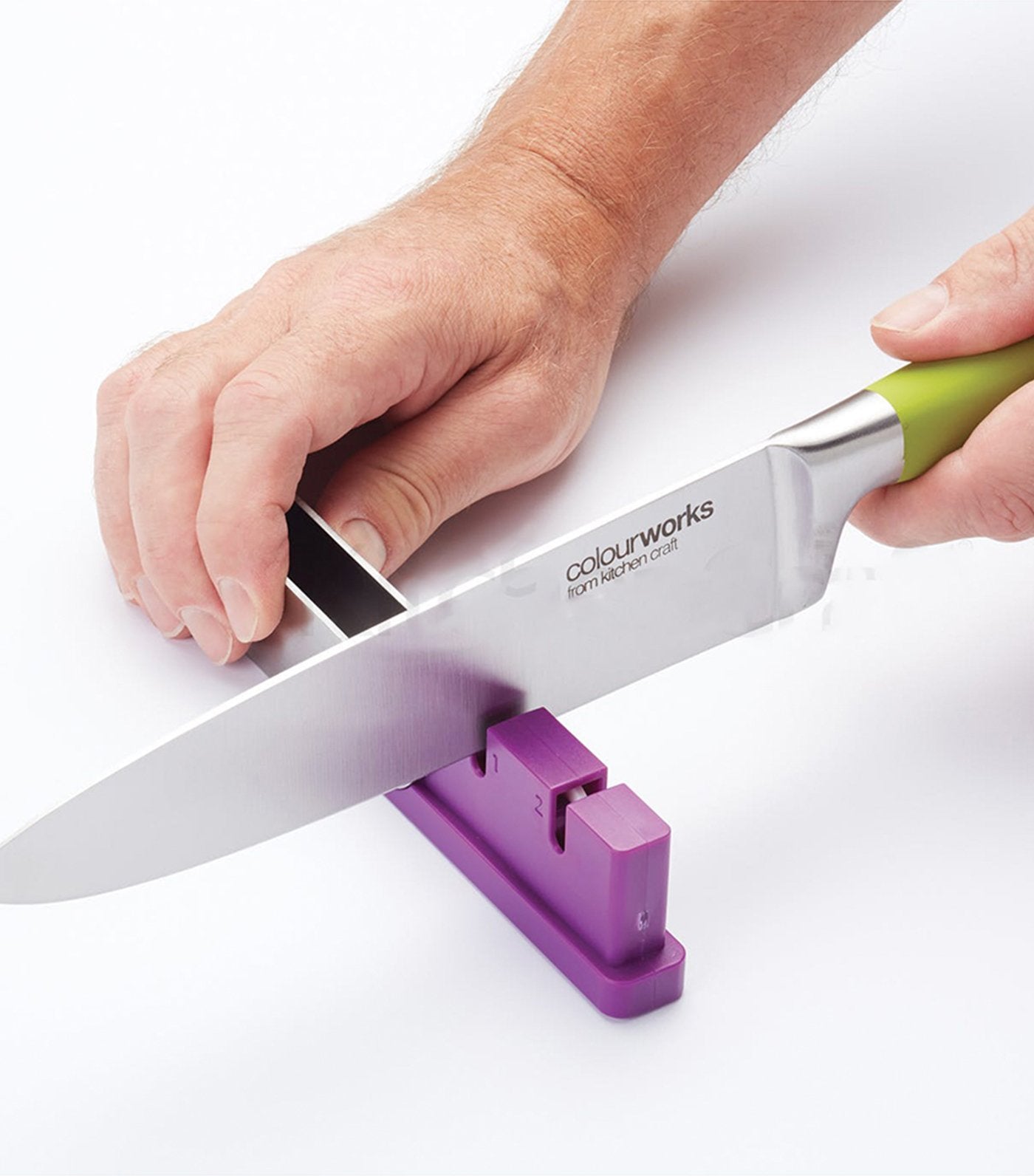 kitchencraft colourworks 12-piece set two stage foldable knife sharpener