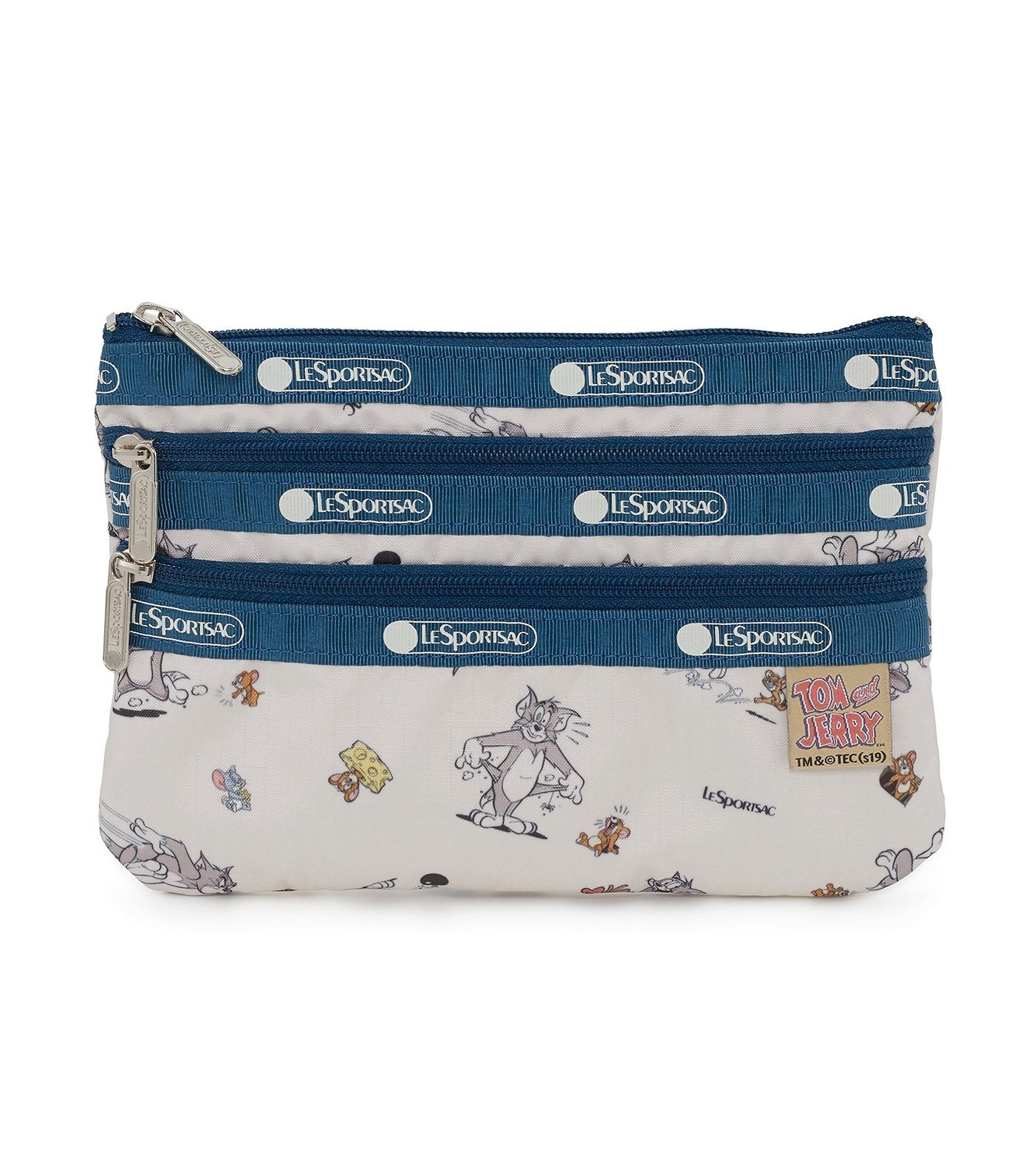 lesportsac x tom and jerry 3-zip cosmetic bag the chase