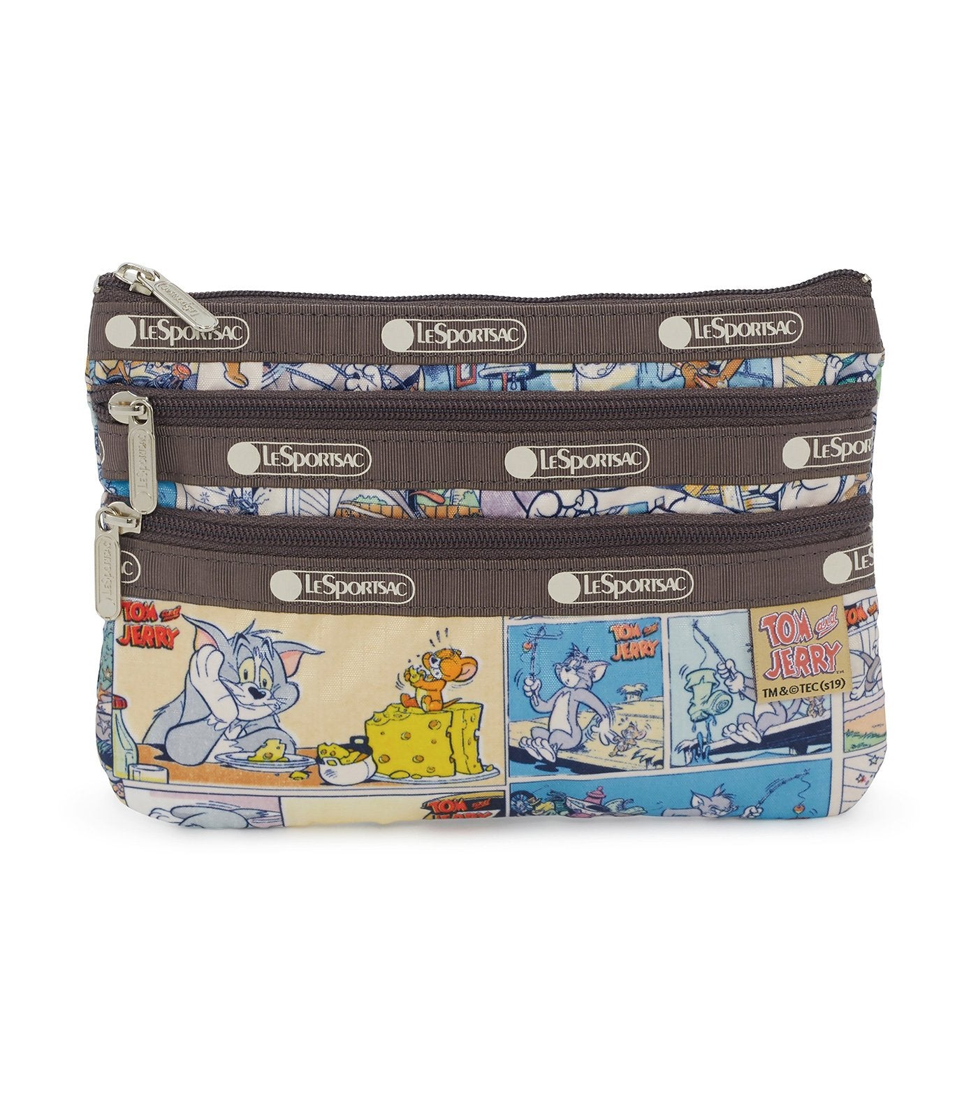 lesportsac x tom and jerry 3-zip cosmetic bag comic