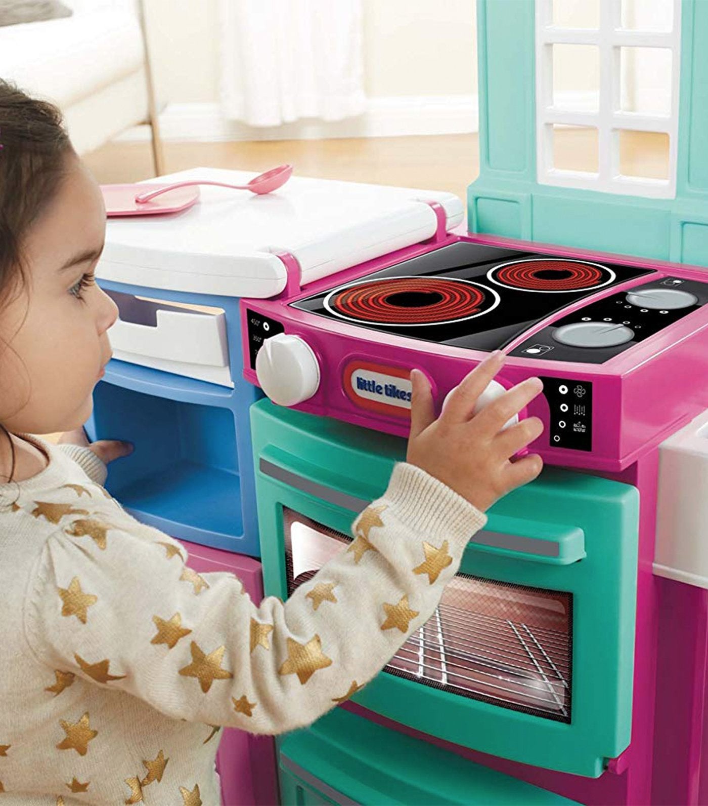 little tikes cook n store kitchen pink