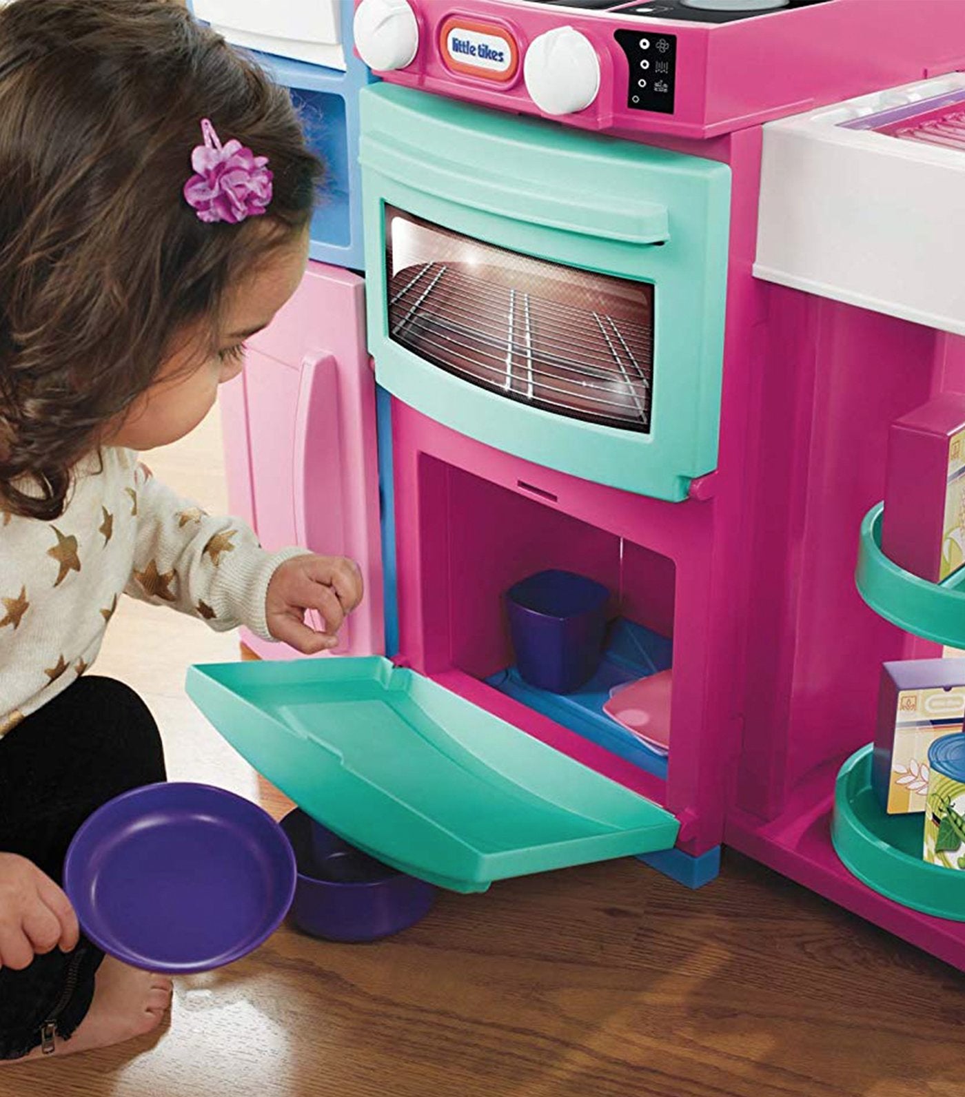 little tikes cook n store kitchen pink