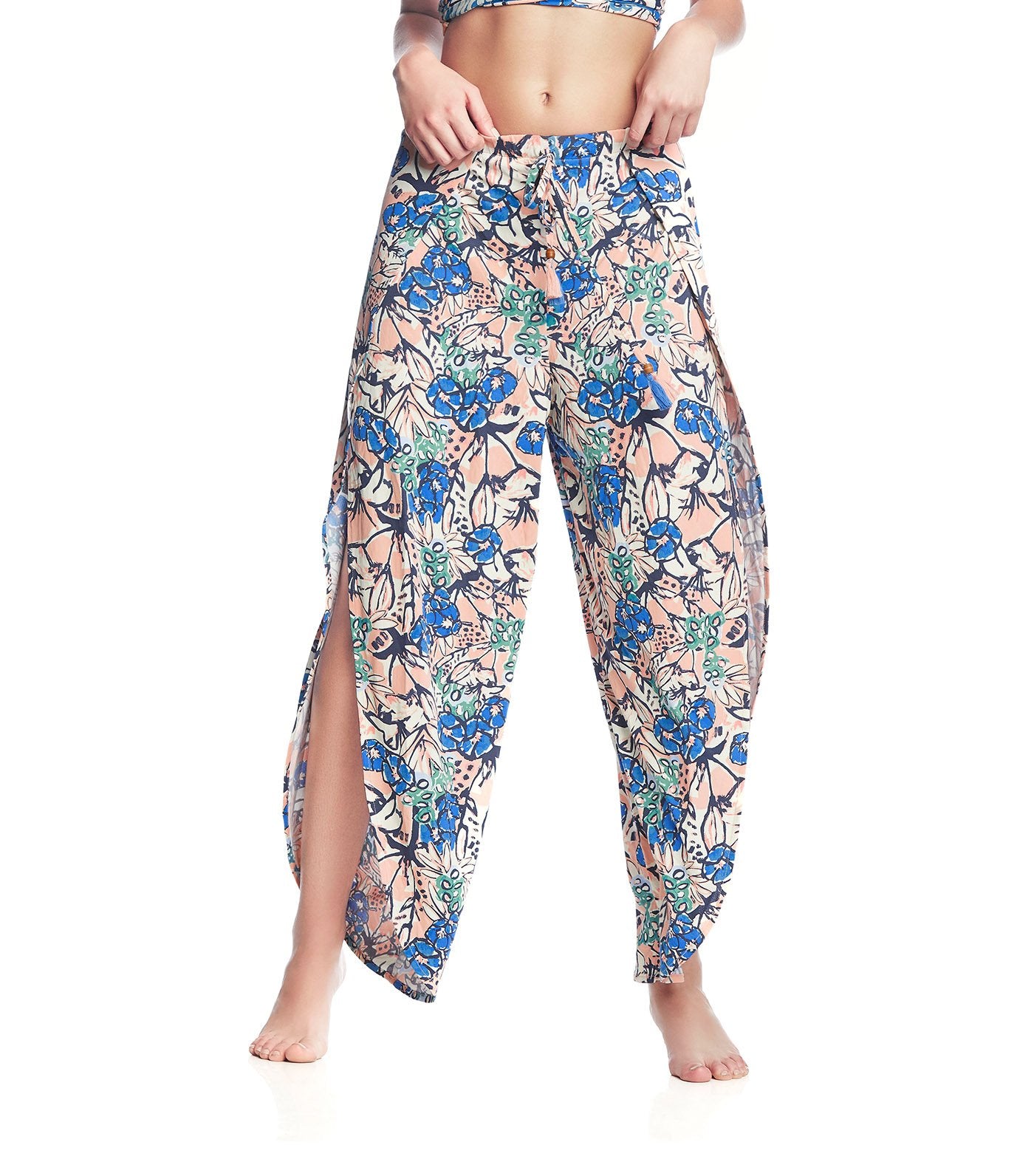 maaji knee high slit printed beach side pants