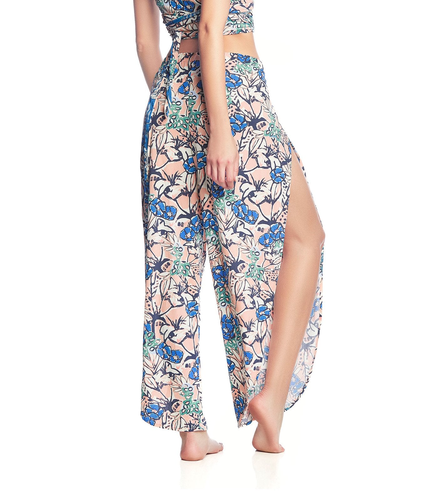 maaji knee high slit printed beach side pants